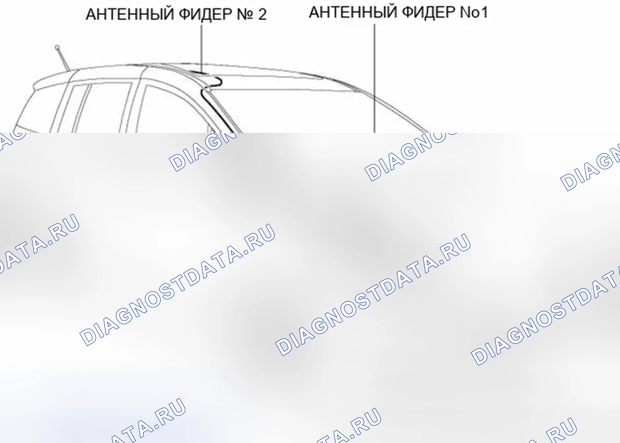 Рис. 57: РАСПОЛОЖЕНИЕ АНТЕННЫХ ФИДЕРОВ. Honda Civic IX рестайлинг
