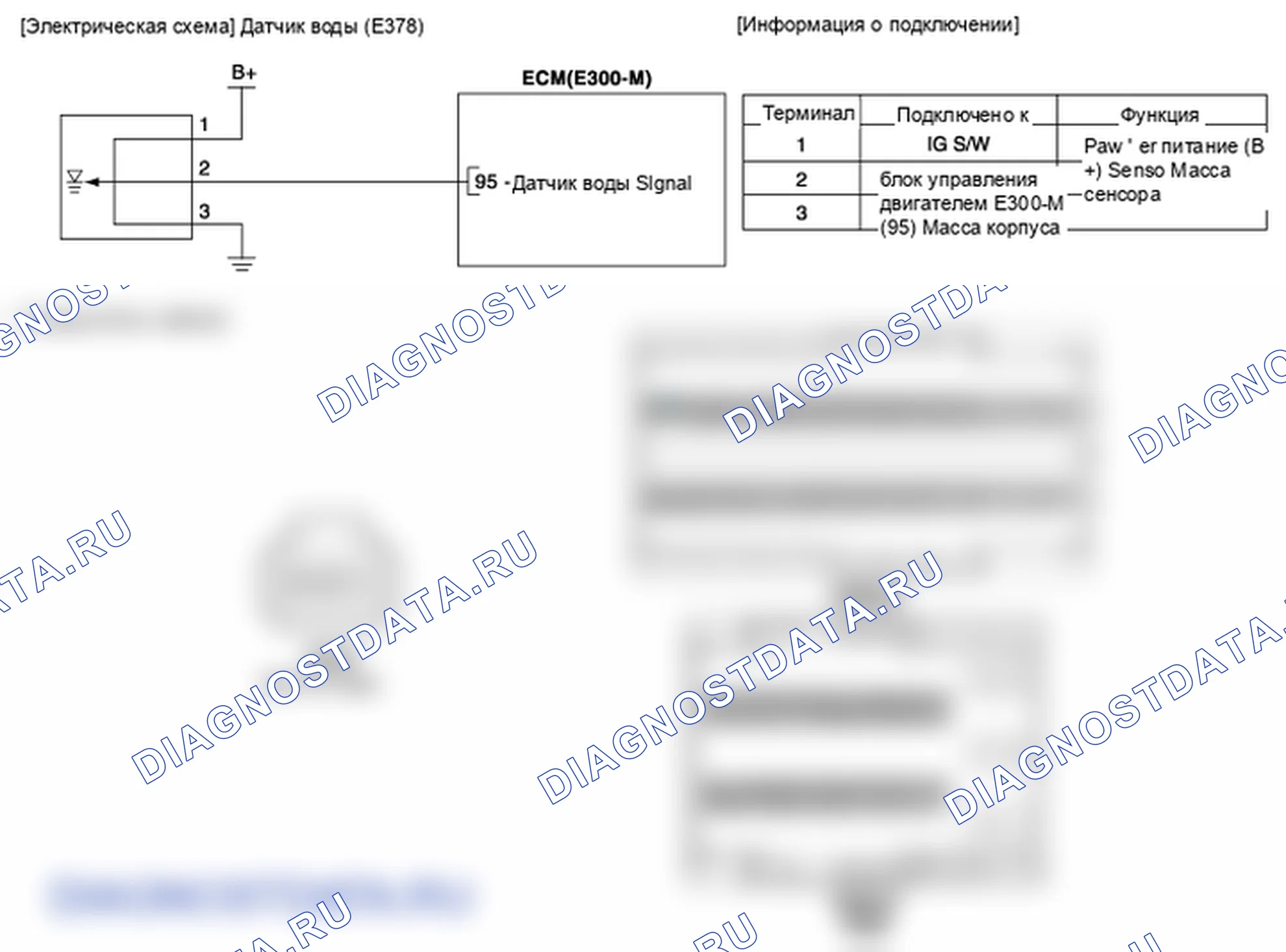 Фрагмент электросхемы: Датчик воды. Hyundai GRAND i10/Xcent BA