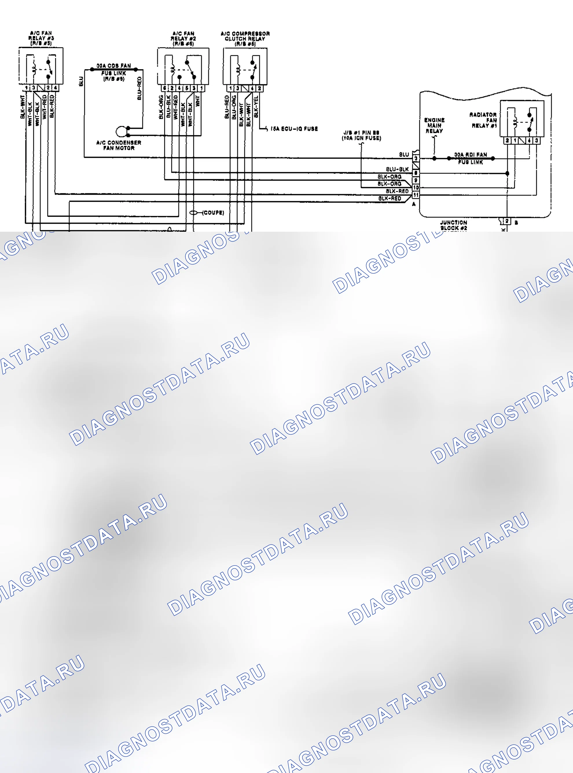 Рис. 1: электросхема ручной системы кондиционер-отопитель (4A-FE). Toyota Corolla VI