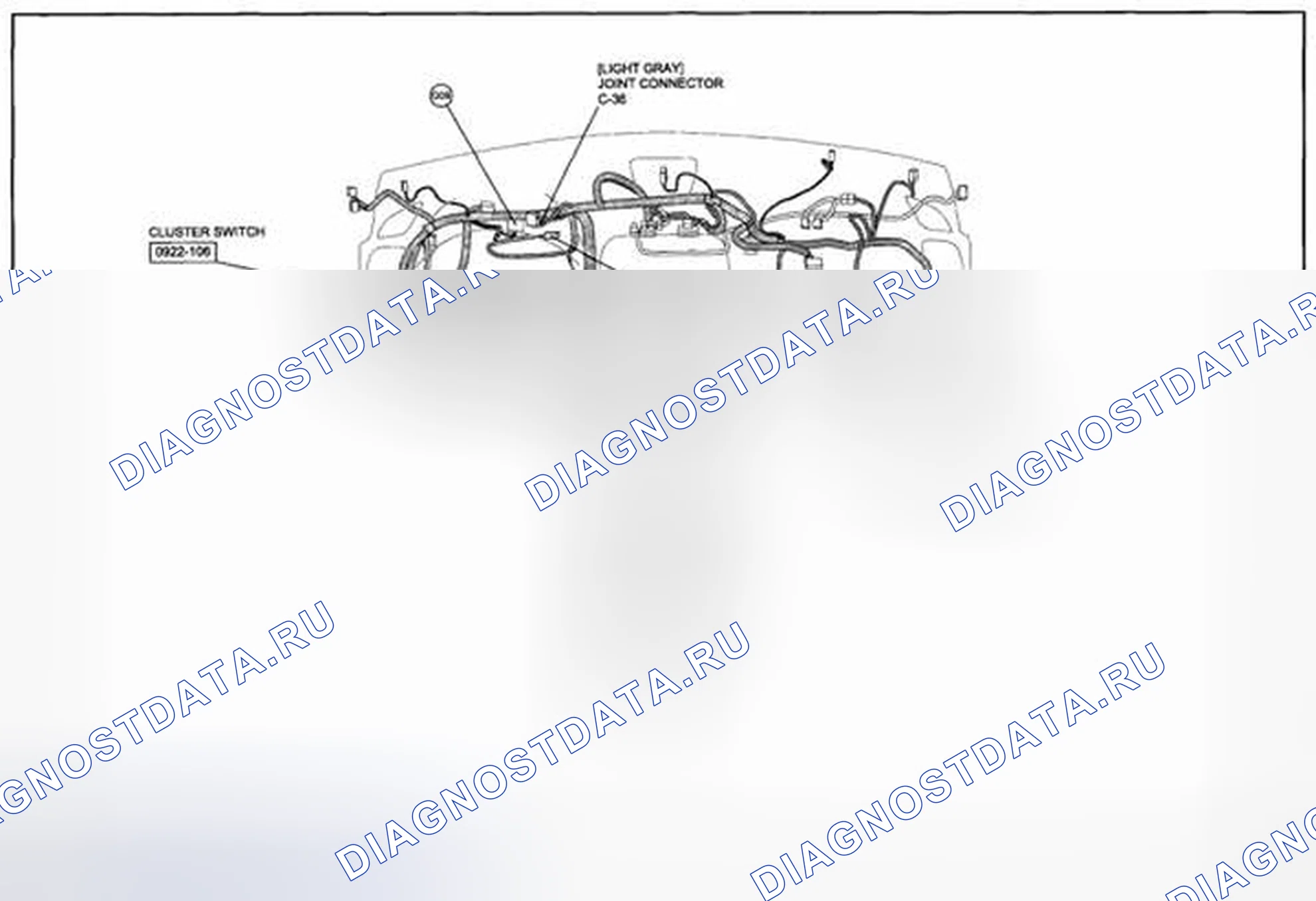 Рис. 224: Схема разводки кабелей приборной панели (0922-1b) 2 из 2. Mazda CX-5 I
