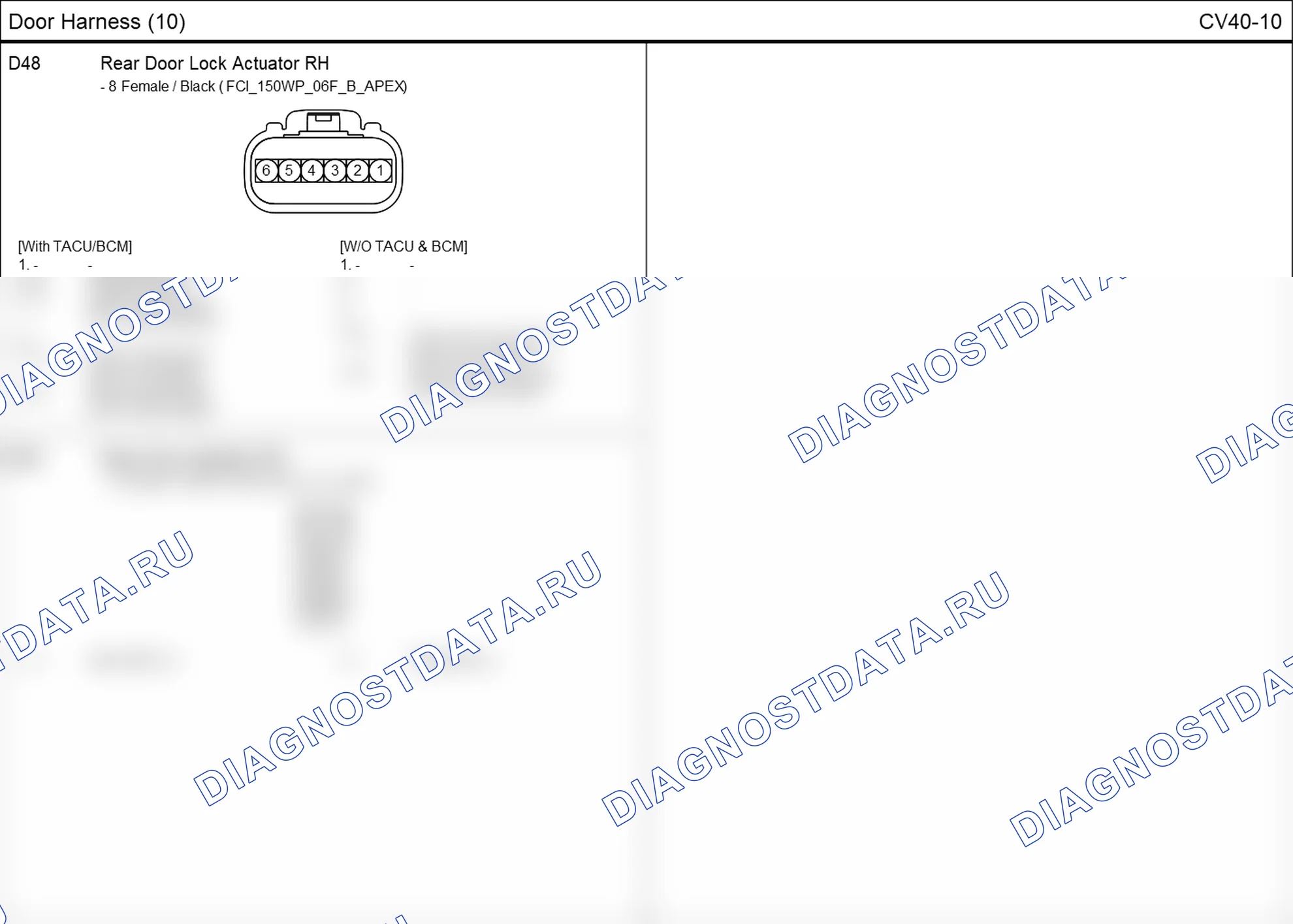 Распиновка разъёма CV40-10 — дверного жгута. Hyundai GRAND i10/Xcent BA