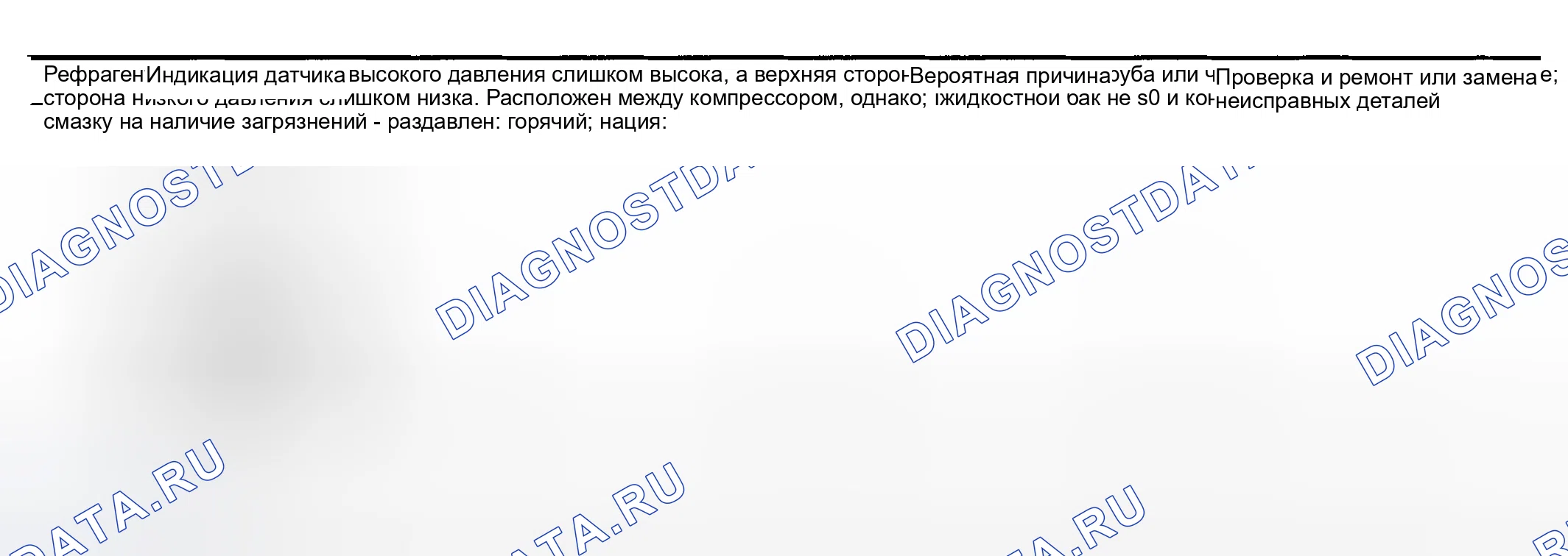 Рис. 30: СТОРОНА ВЫСОКОГО ДАВЛЕНИЯ СЛИШКОМ ВЫСОКА, А СТОРОНА НИЗКОГО - СЛИШКОМ НИЗКА. Nissan Sentra B15