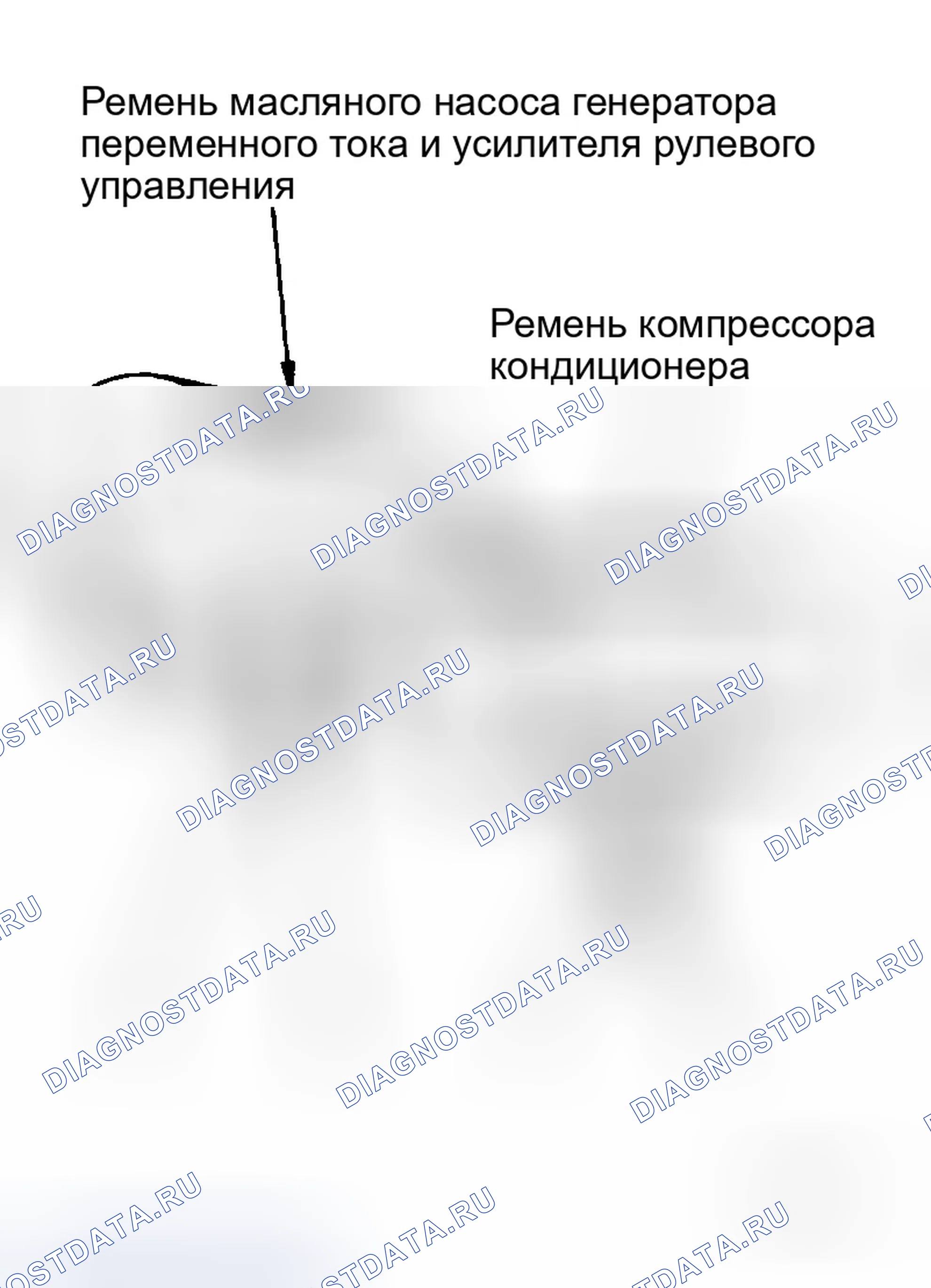 Рис. 1: РЕМЕНЬ МАСЛЯНОГО НАСОСА ГЕНЕРАТОРА ПЕРЕМЕННОГО ТОКА И УСИЛИТЕЛЯ РУЛЕВОГО УПРАВЛЕНИЯ. Infiniti M45 III