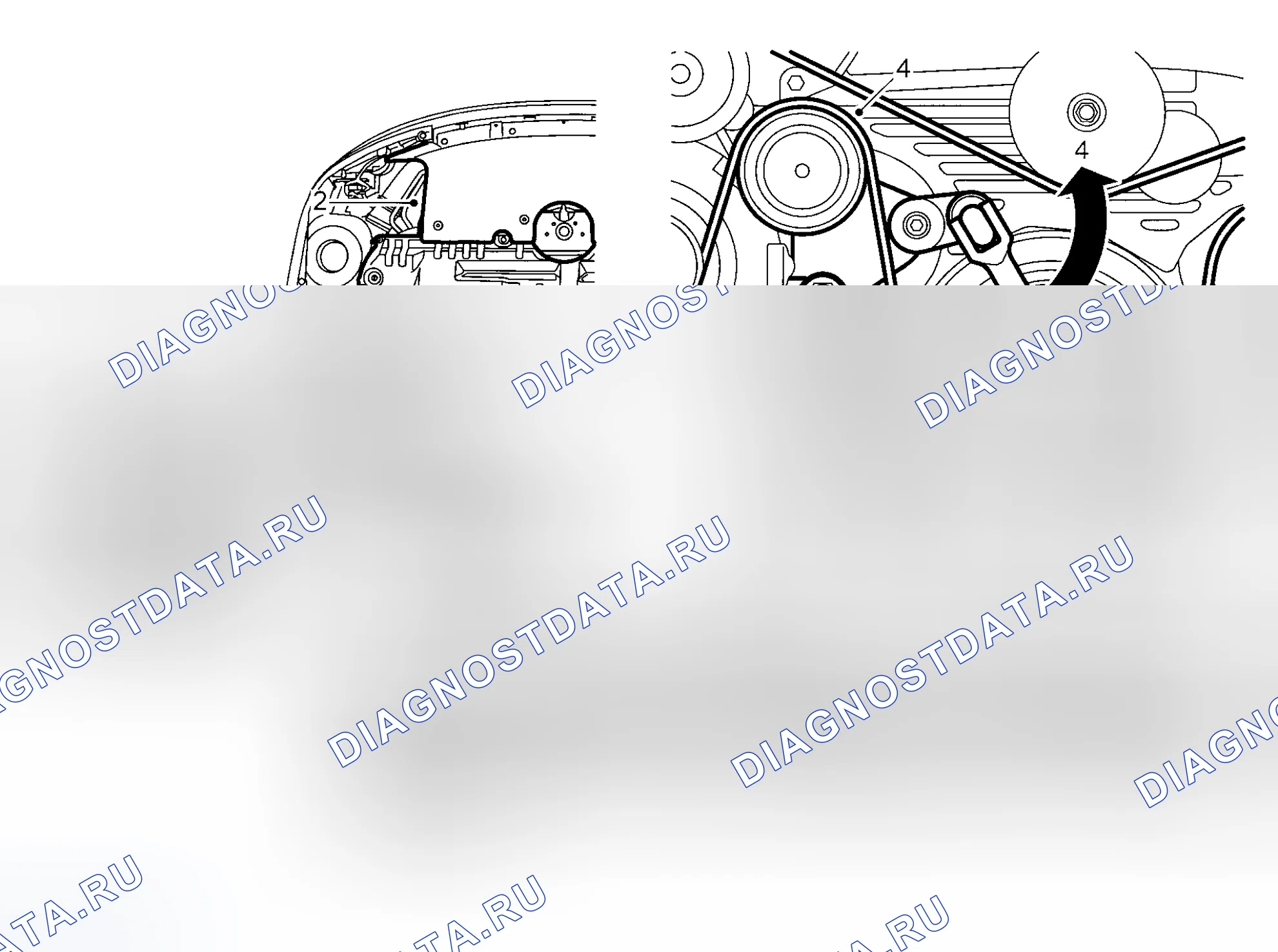 Рис. 15: ПРОЦЕДУРА ЗАМЕНЫ ПРИВОДНОГО РЕМНЯ - ДИЗЕЛЬ V6. Kia Picanto II рестайлинг
