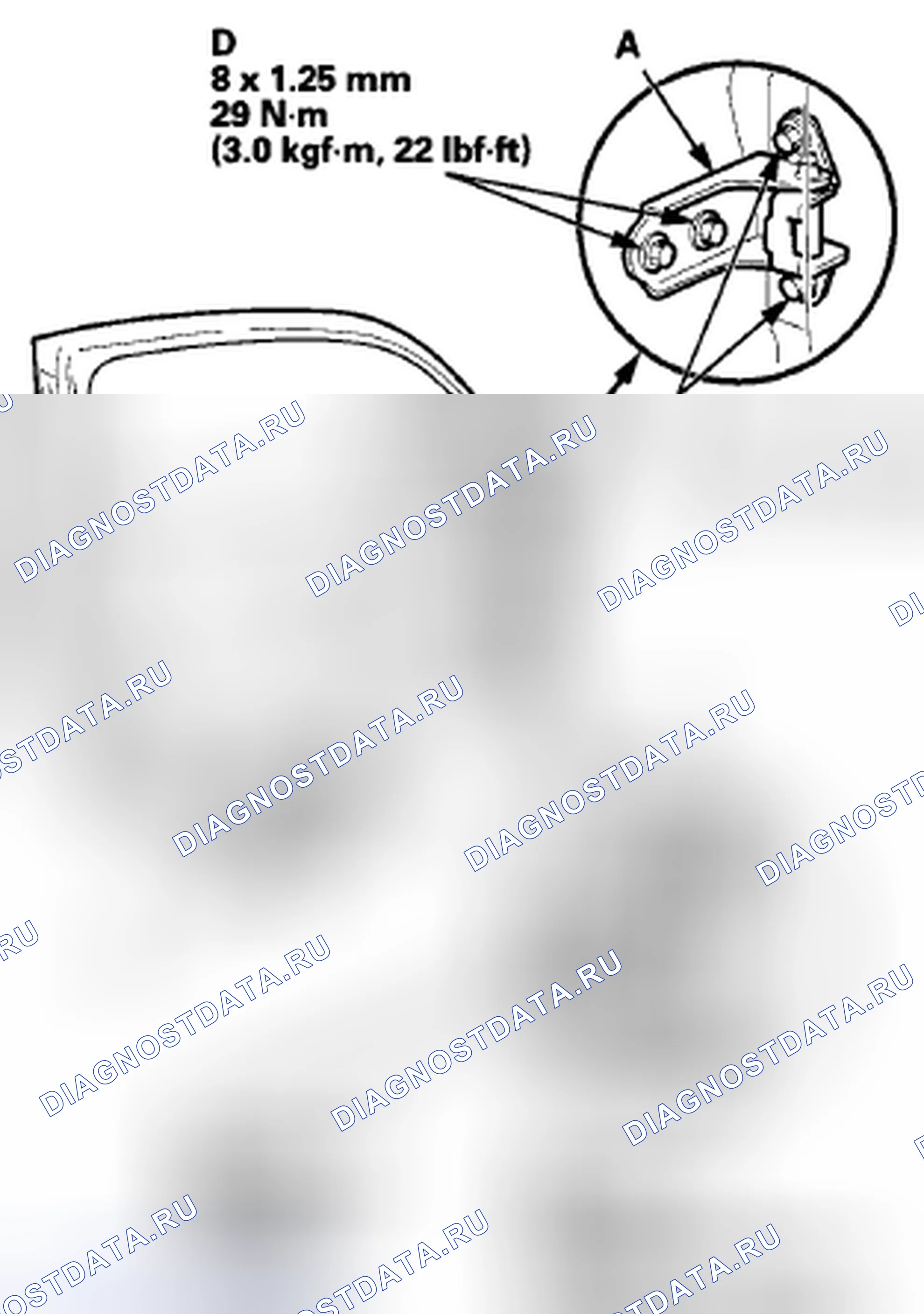 Рис. 63: Регулировка положения двери. Honda Accord VIII