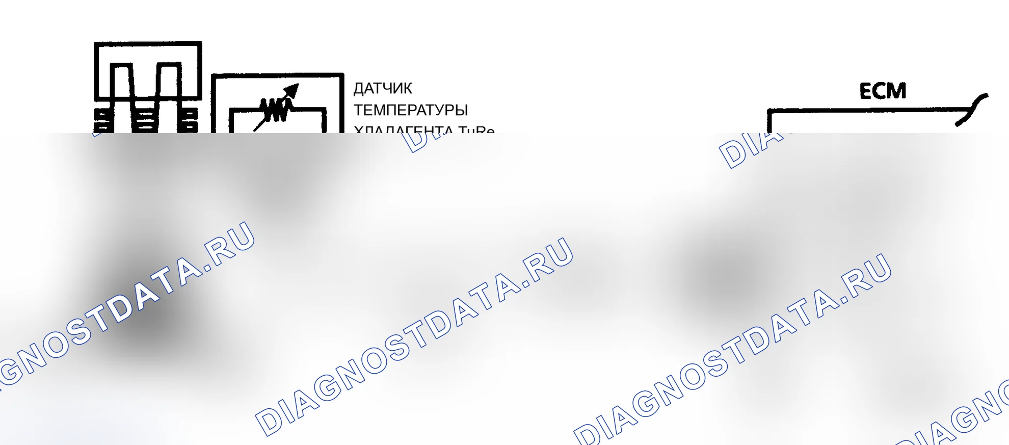 Рис. 437: Код 14 Схема: датчик температуры ОЖ сигнал напряжение низкий (A/J/N/P кузов). Pontiac Grand AM III