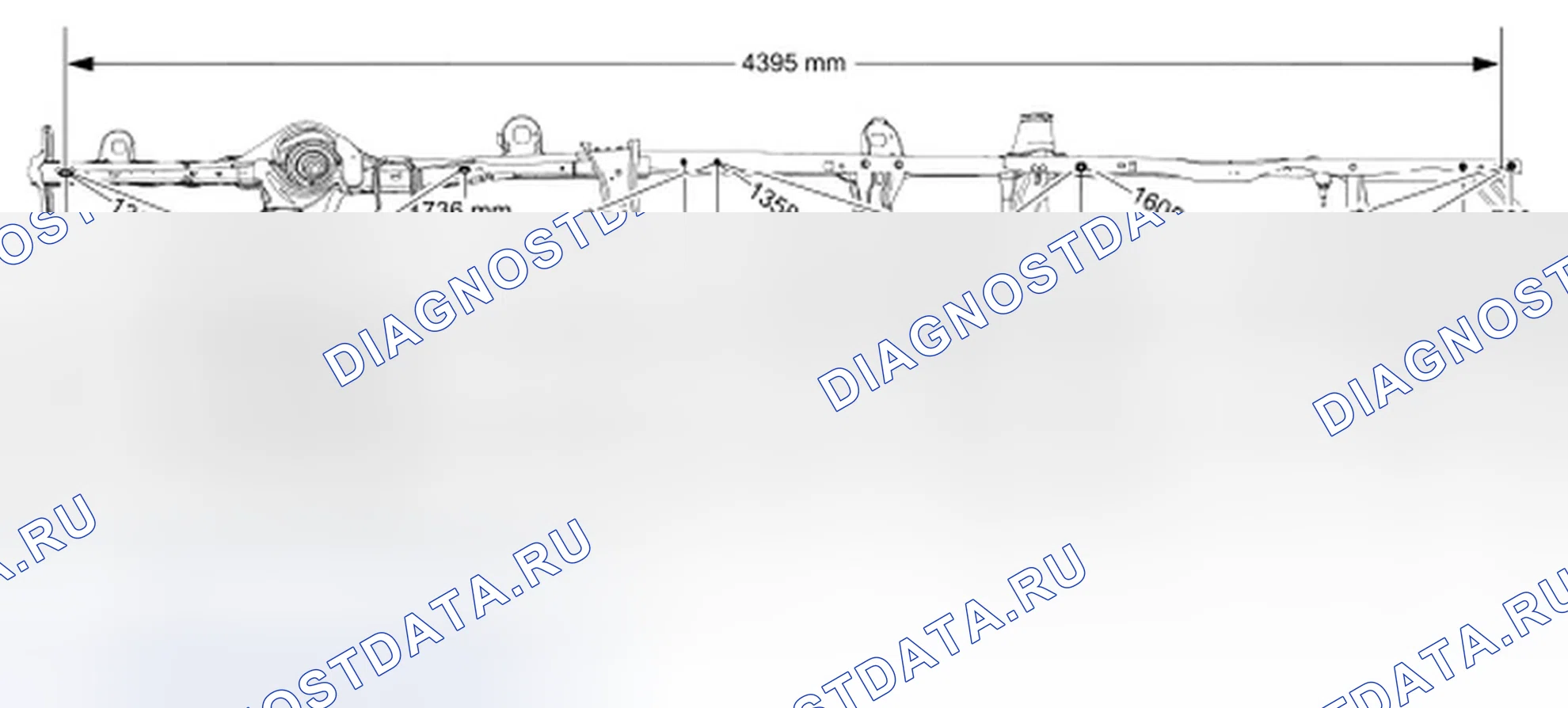 Рис. 40: Размеры рамы - 3 200 мм (126 дюймов) Колесная база. Ford Ranger II рестайлинг