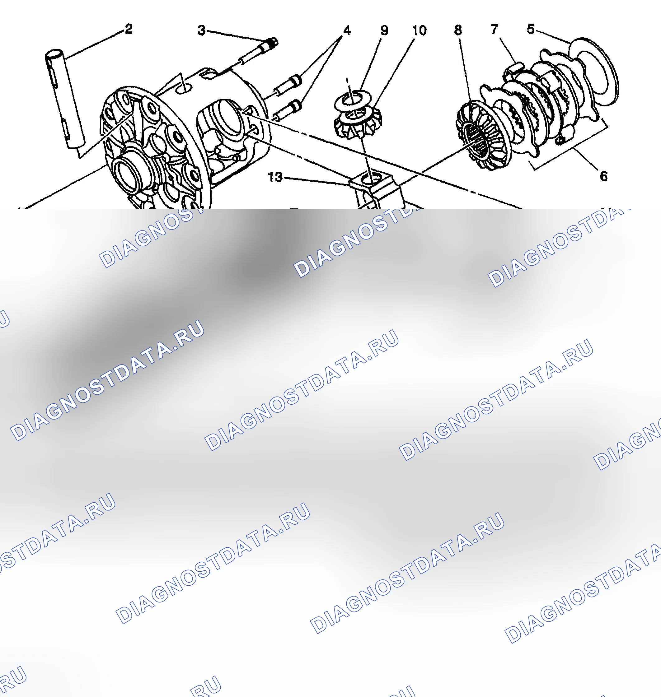 Рис. 311: Блокировка дифференциала в разобранном виде. Chevrolet TrailBlazer I
