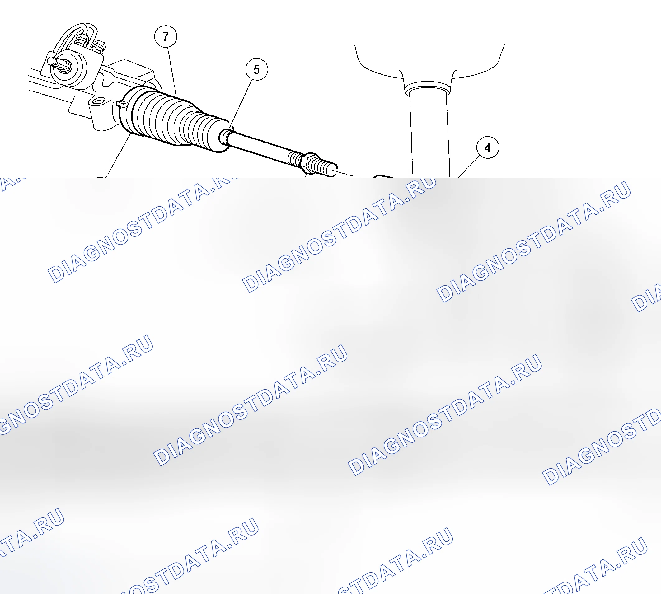 Рис. 52: Рулевой привод - разнесенный вид. Hyundai Matrix I