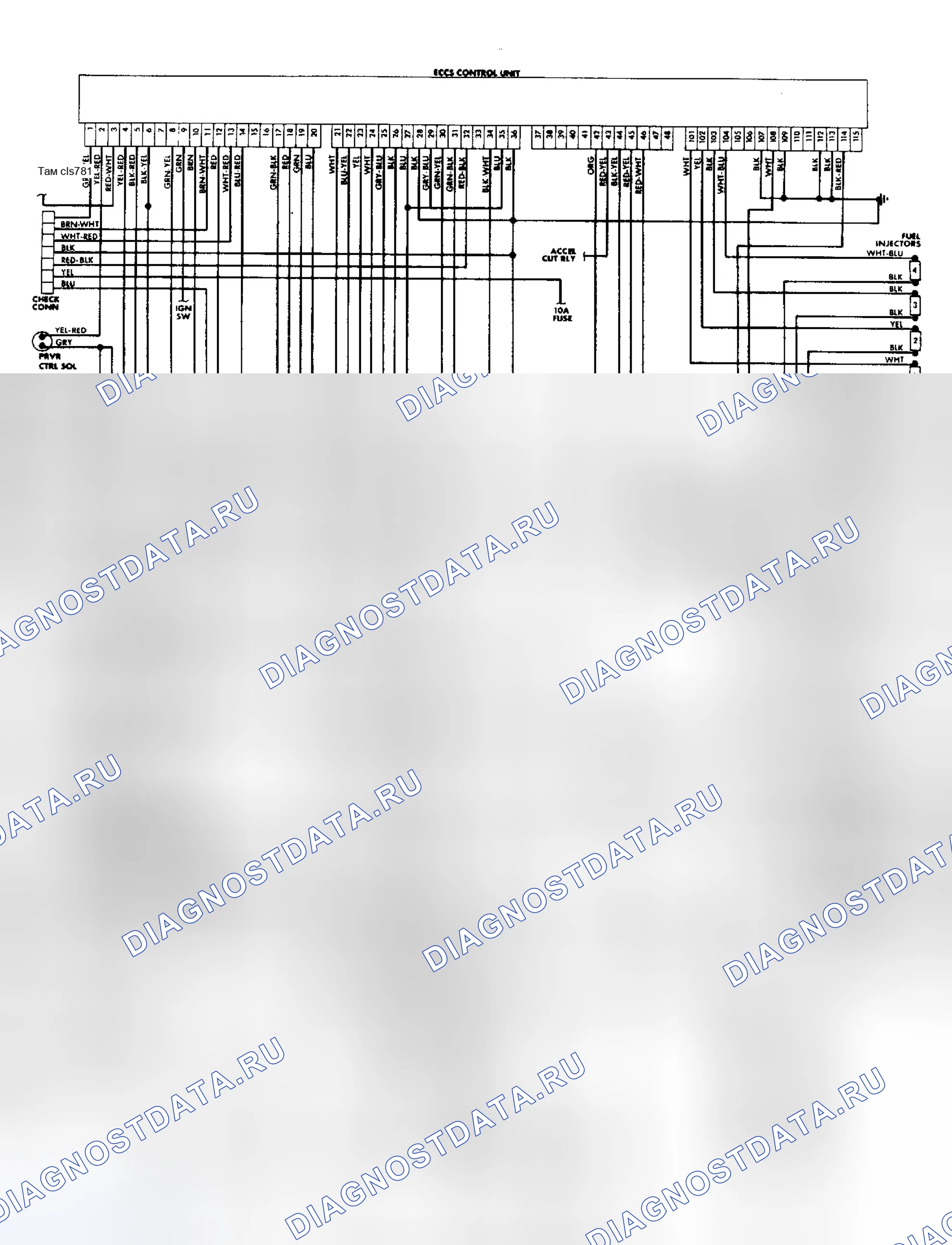 Рис. 187: электросхема системы ECCS Pulsar Nx SE. Nissan Stanza II