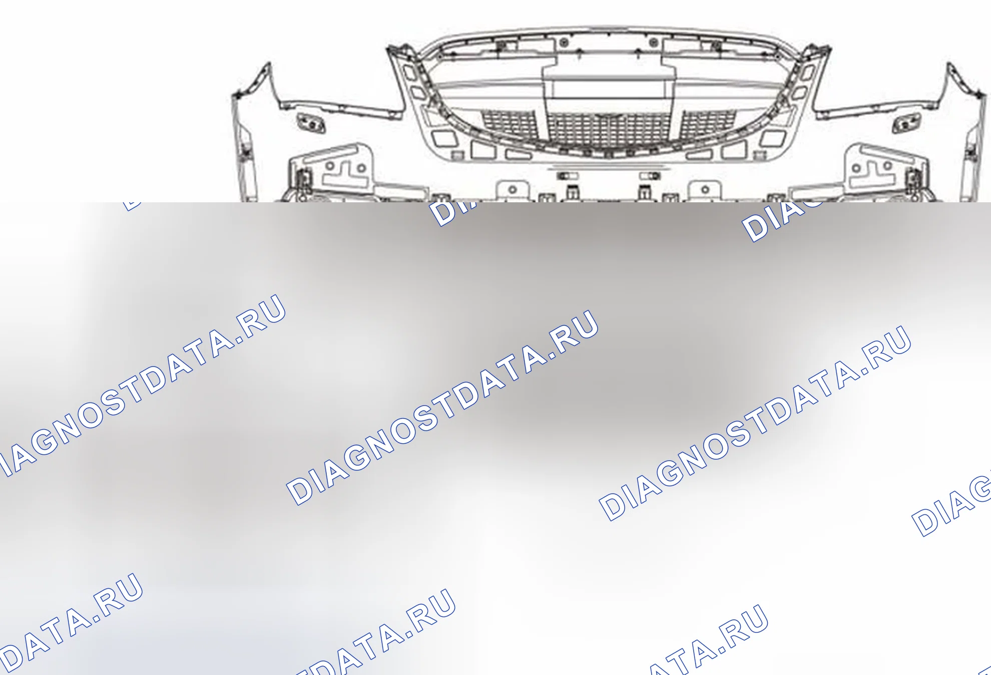 Рис. 16: Замена дефлектора воздуха переднего бампера - центр. Buick LaCrosse II рестайлинг