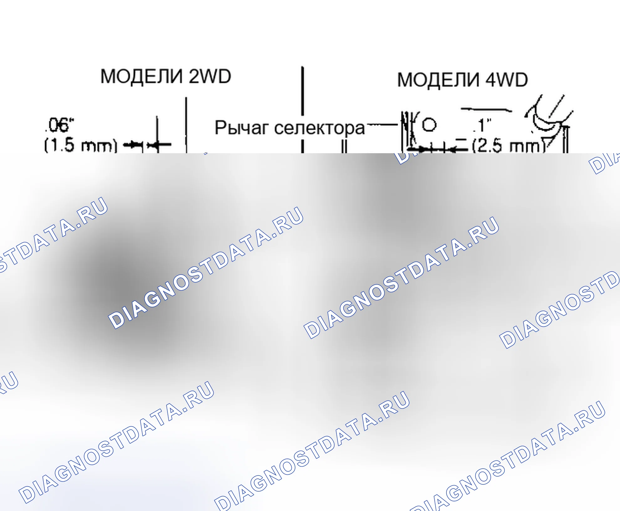 Рис. 43: Регулировка защитного выключателя нейтрали KM146 и MA904A. Mitsubishi Mirage II