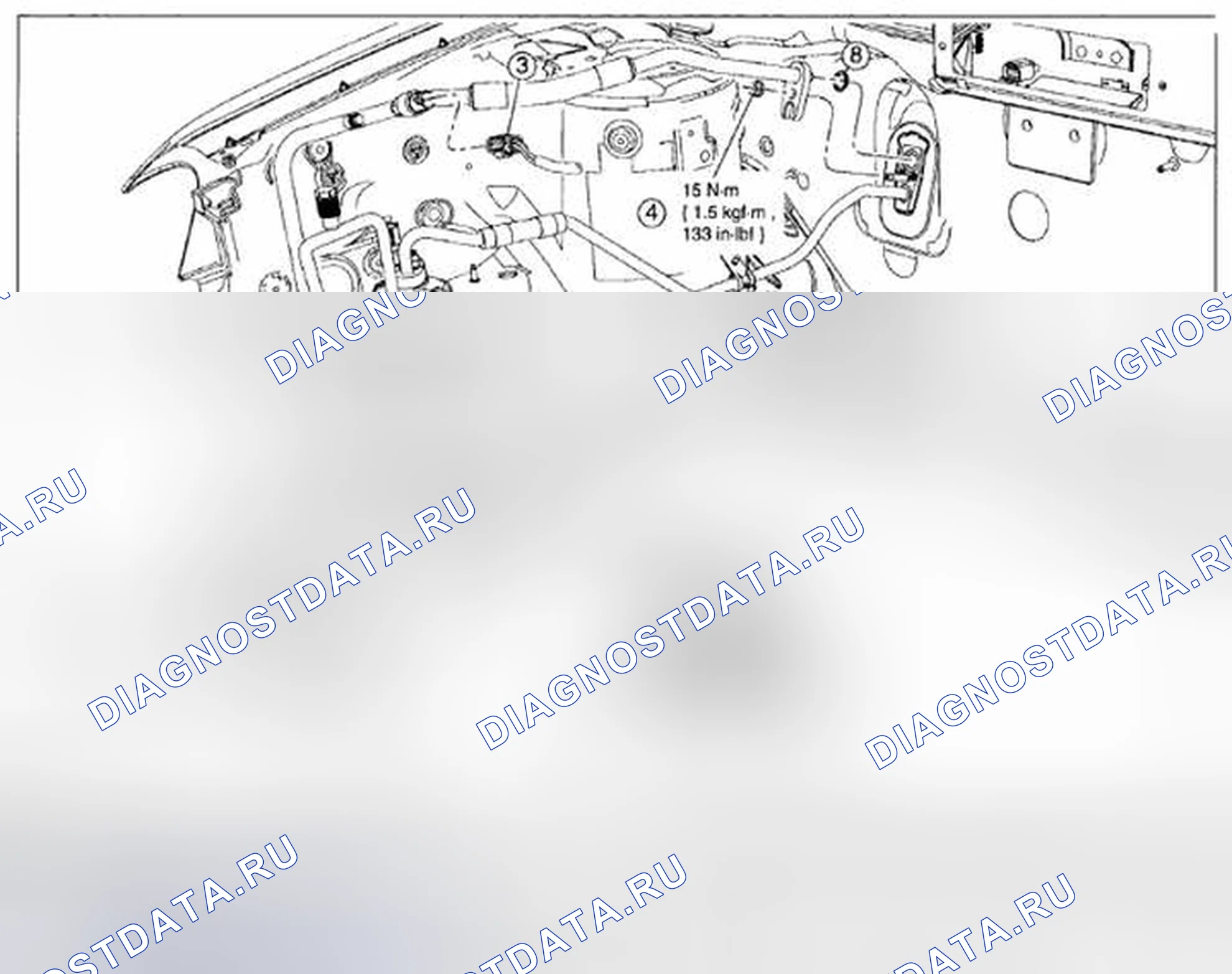 Рис. 23: ВЫПУСКНАЯ ЛИНИЯ ИСПАРИТЕЛЯ - ДЕМОНТАЖ / МОНТАЖ 2,5л И 3,0л. Mazda Tribute II