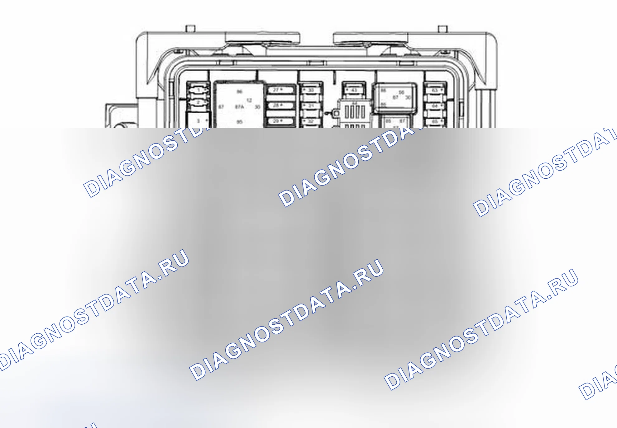 Рис. 2: Блок предохранителей X50A - вид сверху под капотом. Cadillac ATS I