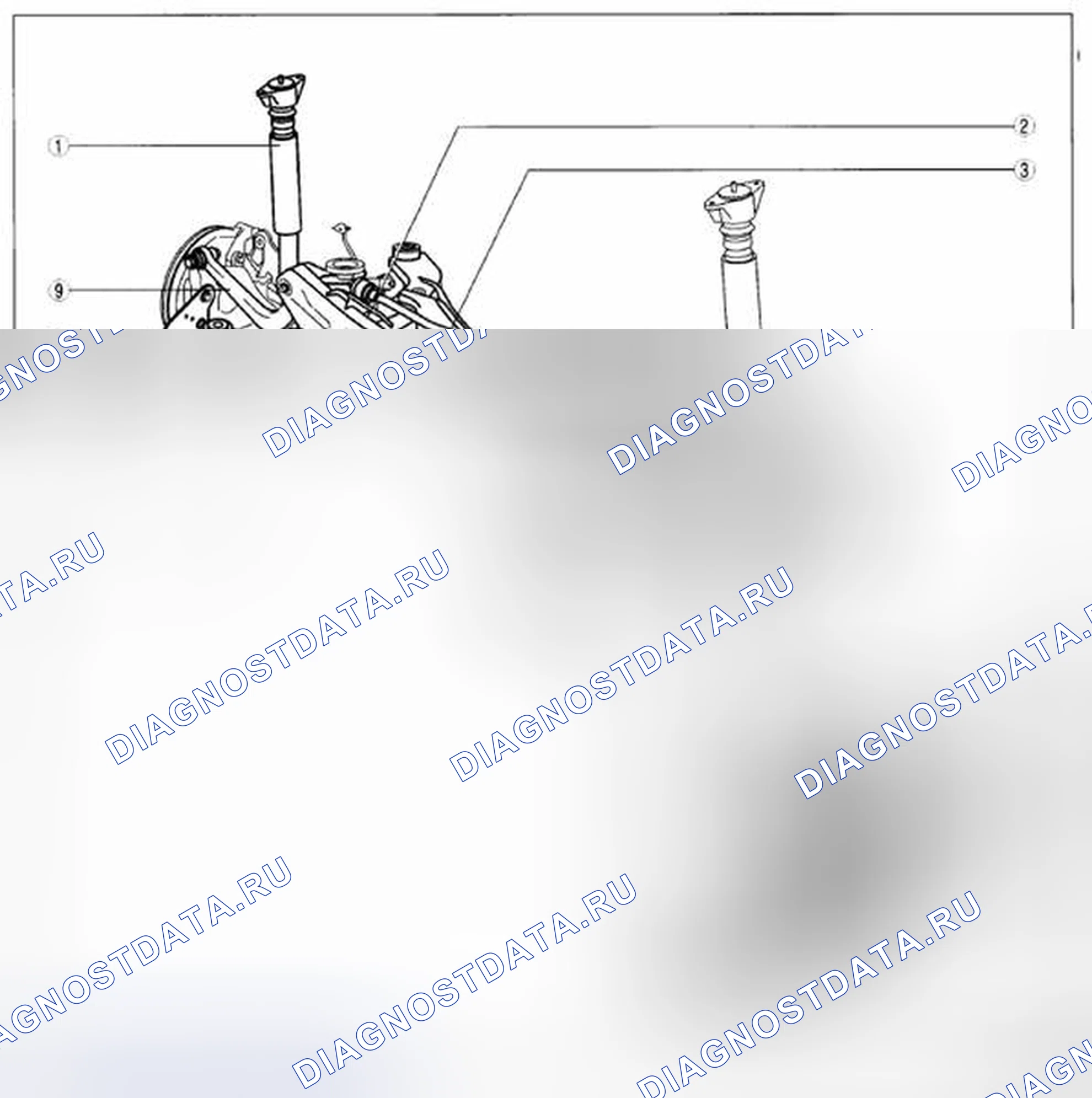 Рис. 1: Расположение компонентов задней подвески (2WD). Mazda CX-5 I