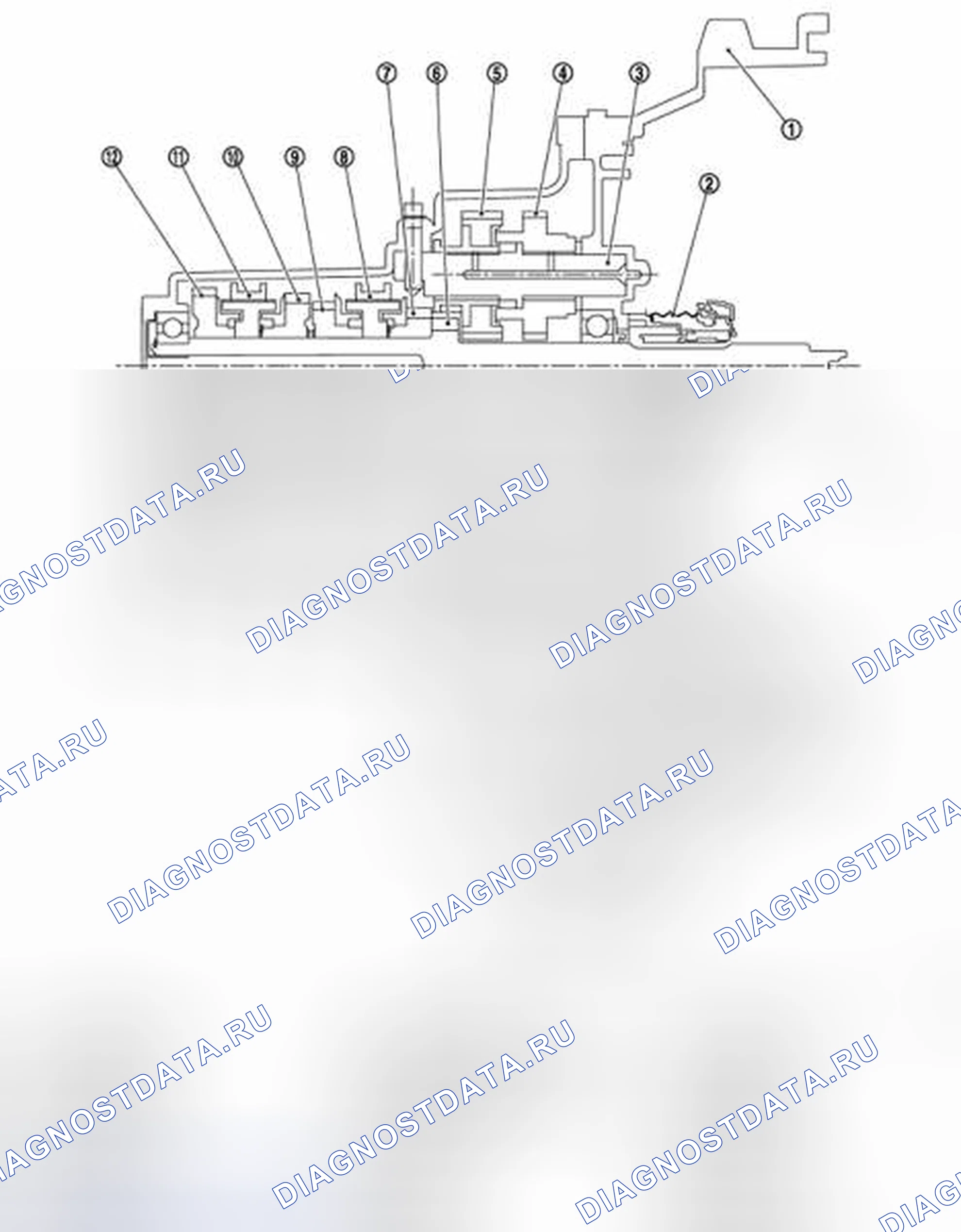 Рис. 2: Поперечное сечение коробки передач. Nissan Sentra B16