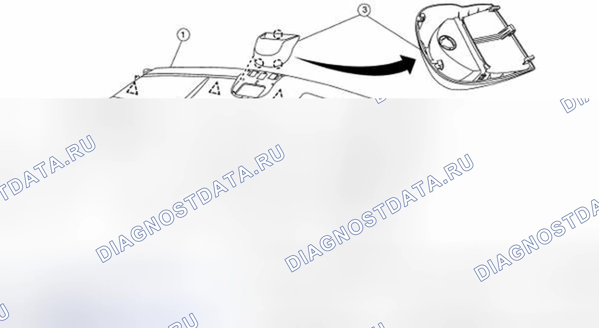 Рис. 39: Идентификация компонентов финишера полки заднего участка. Nissan Sentra B16