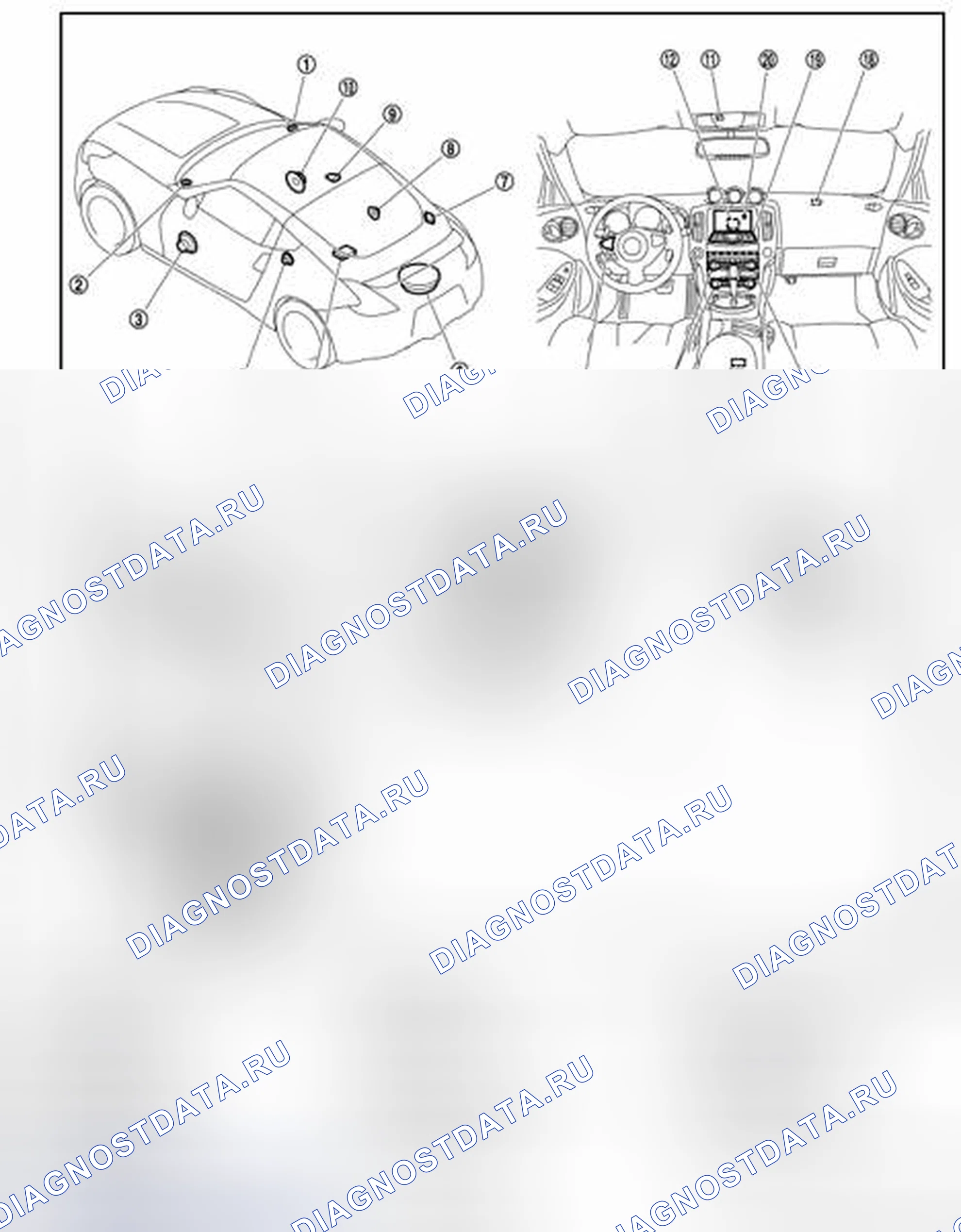 Рис. 189: Расположение компонентов. Honda MDX I