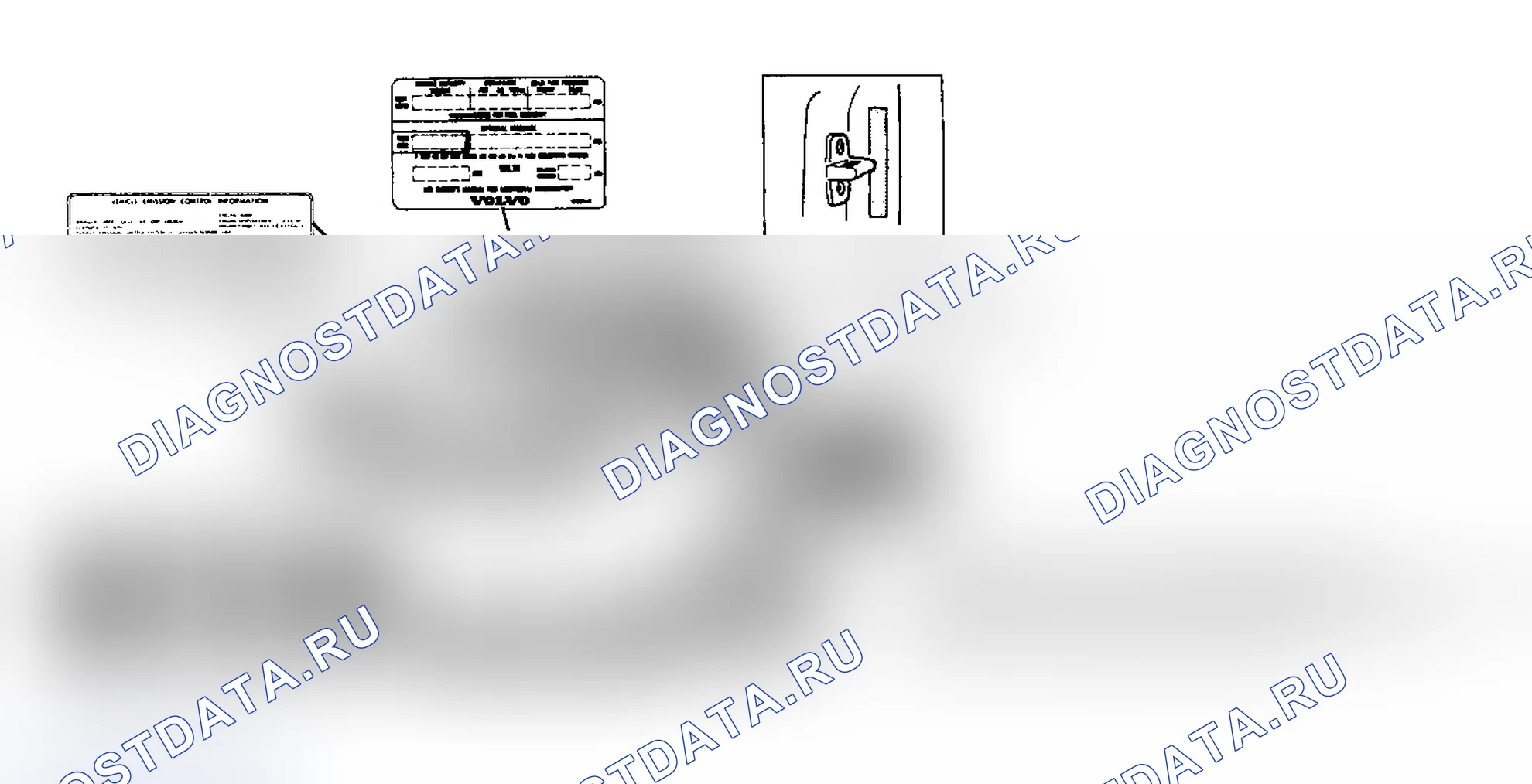 Рис. 15: РАСПОЛОЖЕНИЕ ИНФОРМАЦИОННЫХ МЕТОК. Volvo 780 I