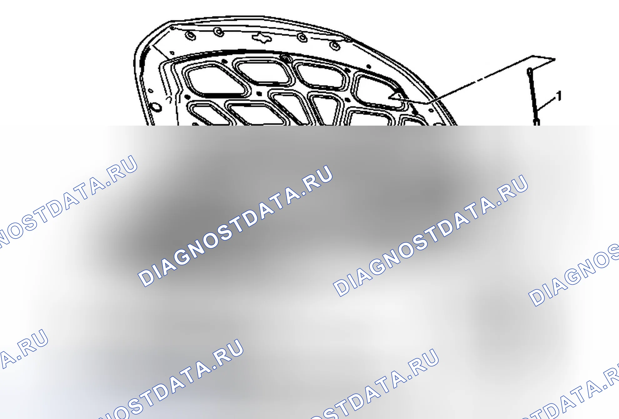 Рис. 44: Замена стойки капота. Buick LaCrosse II