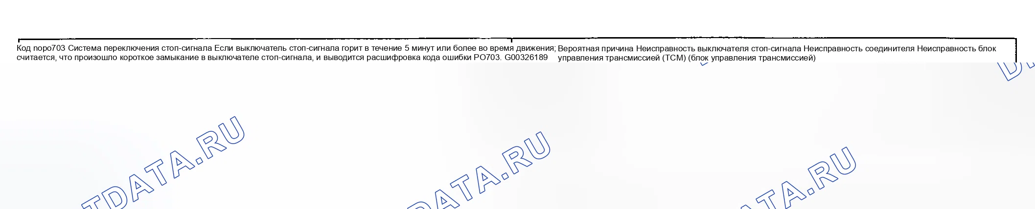 Рис. 42: расшифровка кода ошибки P0703: СИСТЕМА ВЫКЛЮЧАТЕЛЕЙ СТОП-СИГНАЛОВ. Geely Monjaro I