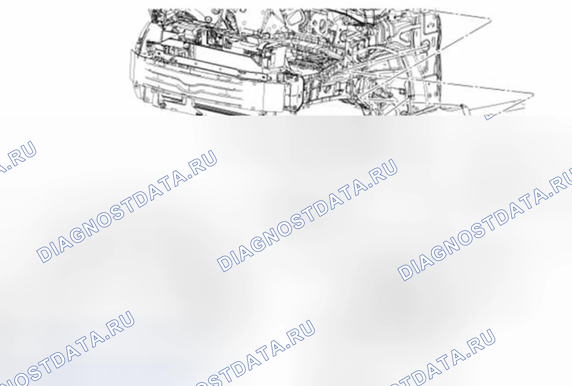 Рис. 1: Передние торцевые панели кузова - разнесенный вид. Ford Fiesta Mk6