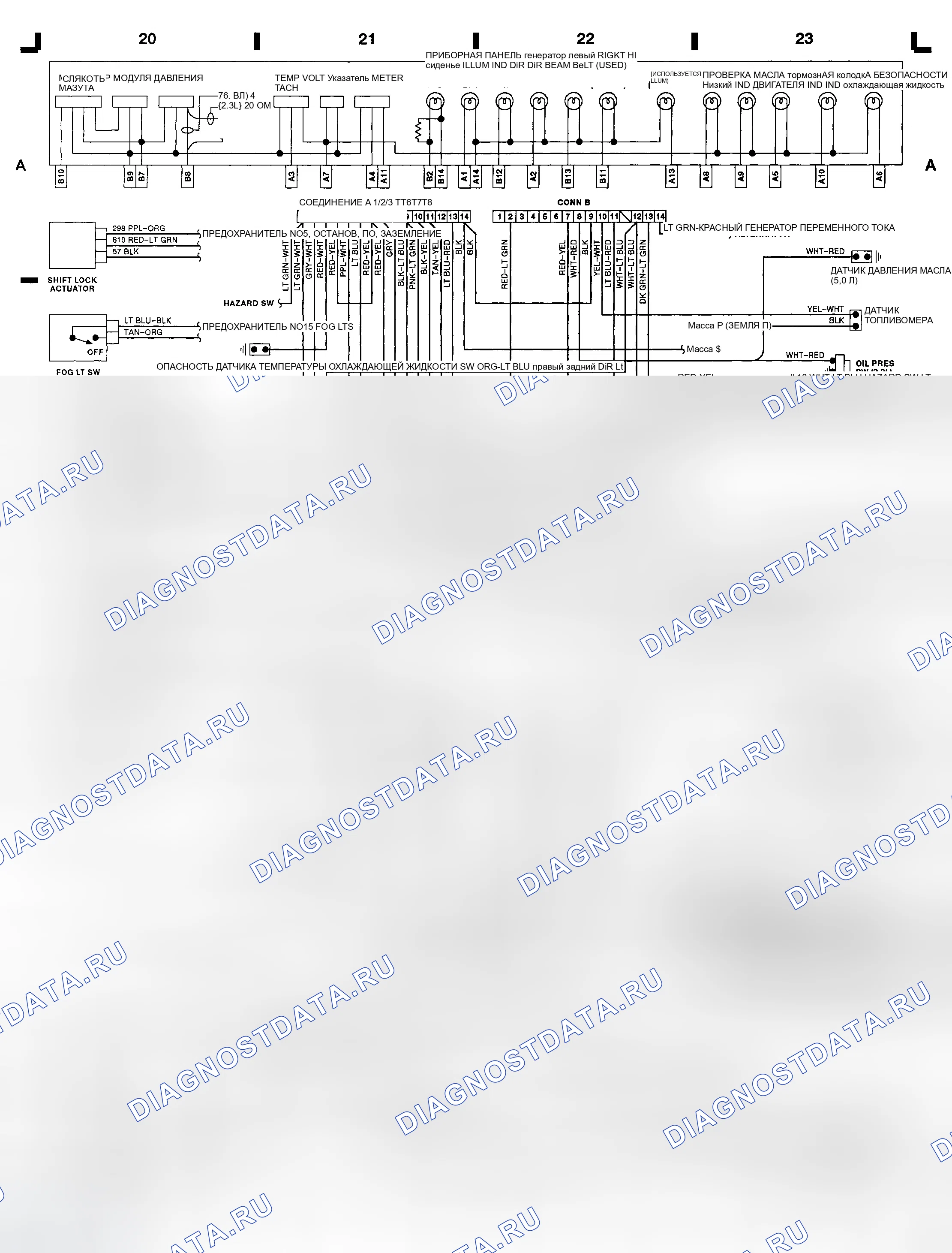 Рис. 20: Приборная панель (Mustang, Grid A 20-23). Ford Escort V рестайлинг