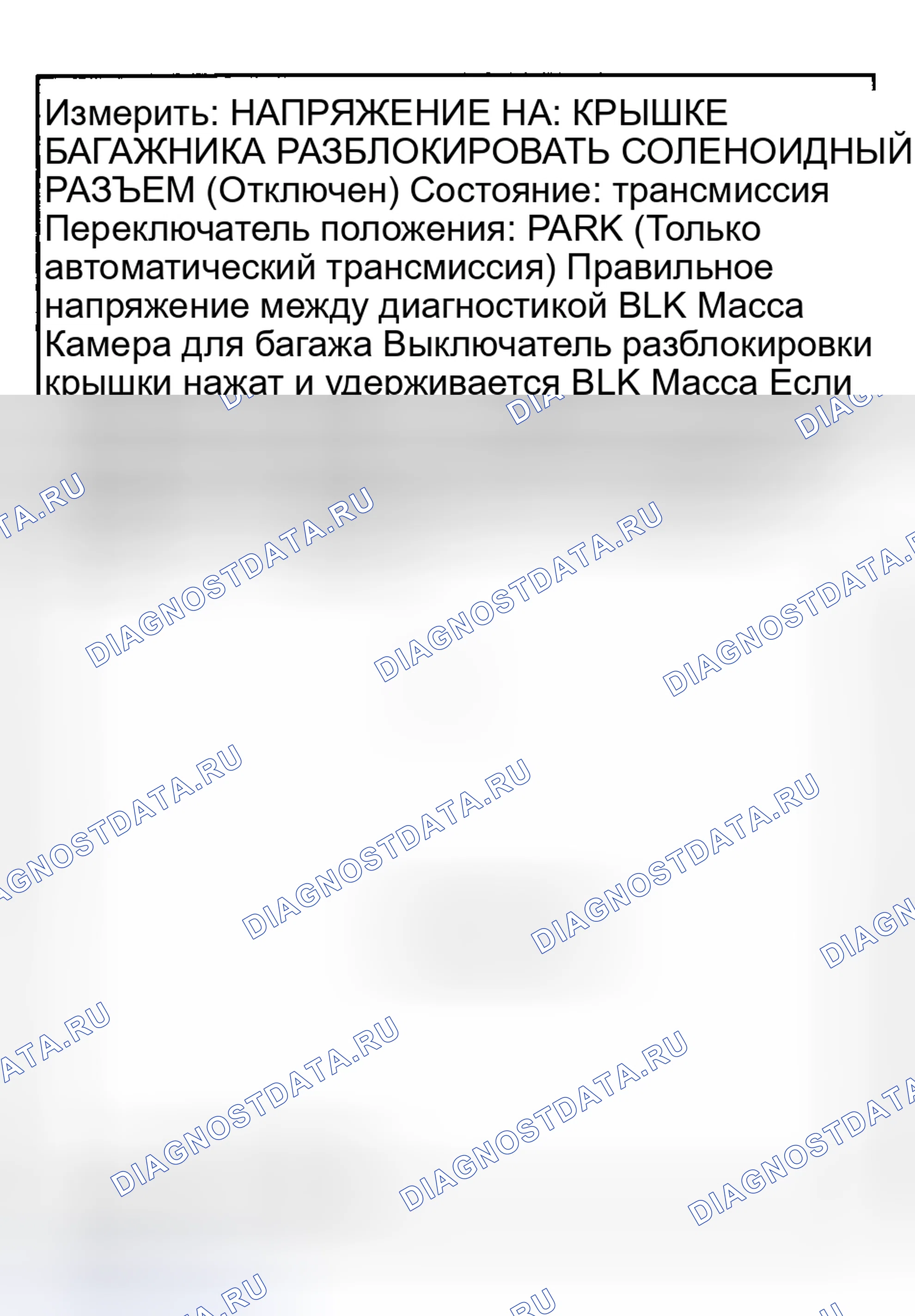 Рис. 11: ИСПЫТАНИЕ D: ОТКРЫВАНИЕ КРЫШКИ БАГАЖНИКА РАБОТАЕТ НЕПРАВИЛЬНО. Pontiac Grand Prix V