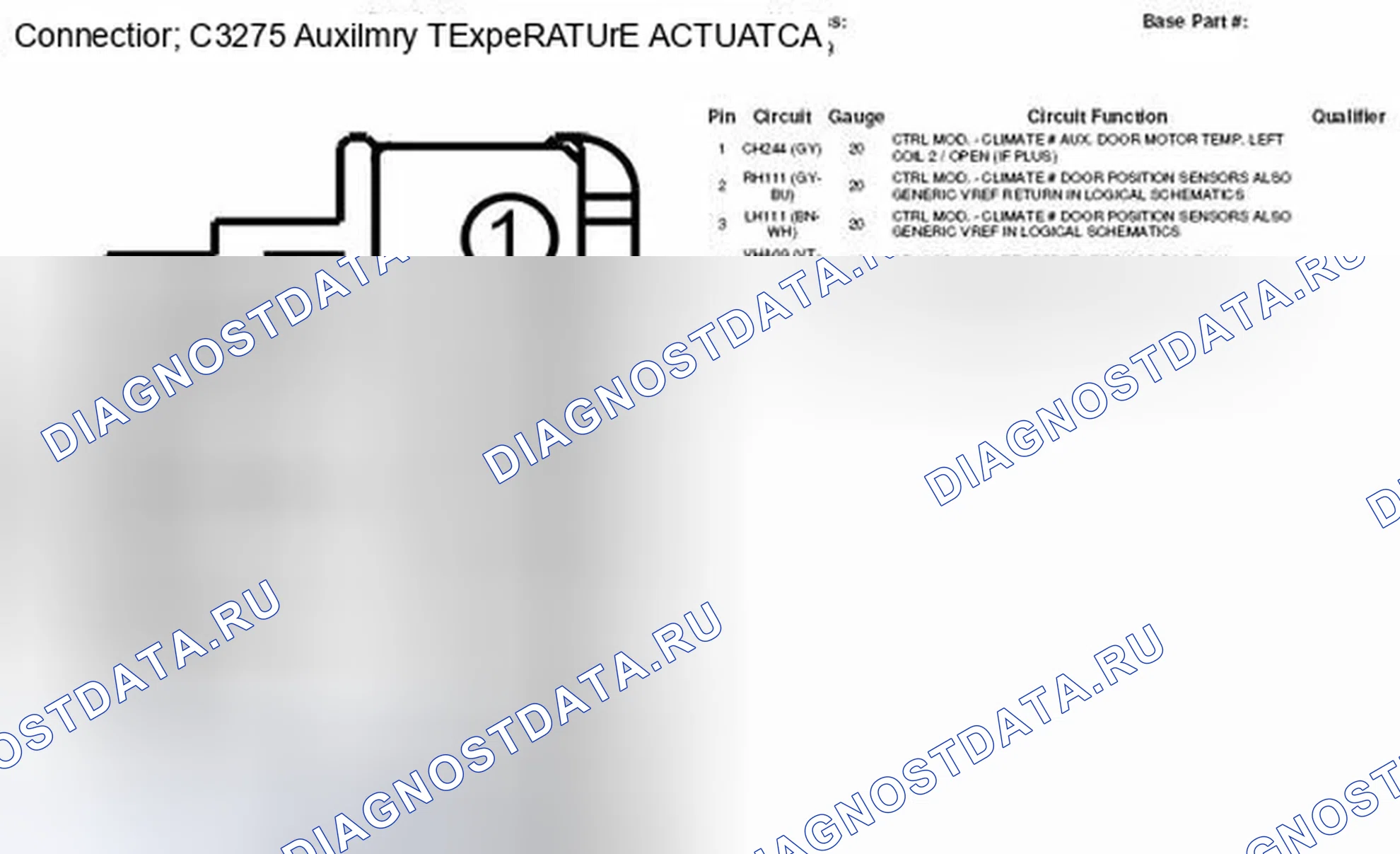 Рис. 295: Вид с торца разъема вспомогательного температурного привода (C3275). Ford Taurus X I