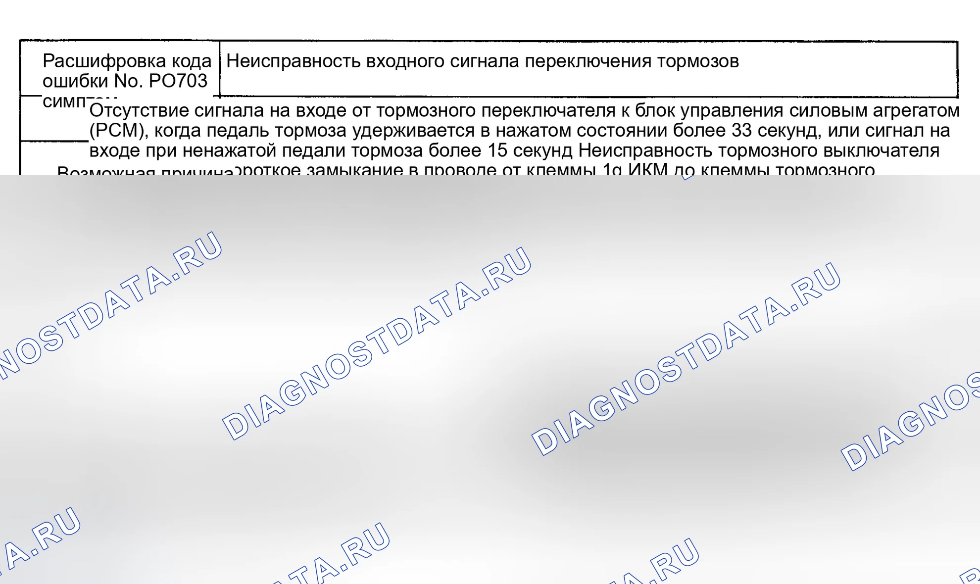 Рис. 65: Код неисправности No P0703 Неисправность на входе тормозного переключателя. Mazda Eunos 800 I