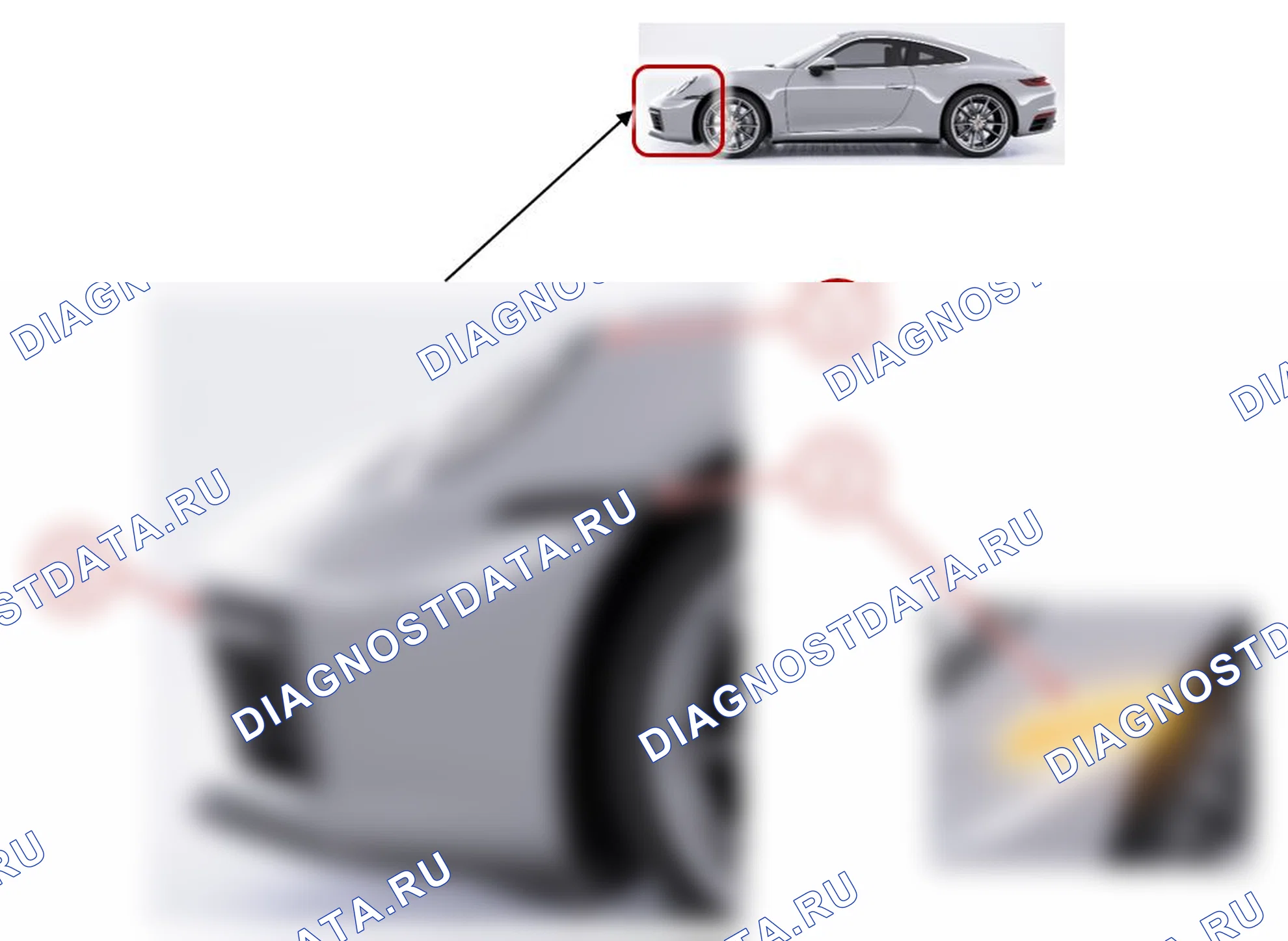 Передний указатель поворота справа, электрическая неисправность (C11A401). Porsche 911 Carrera 992