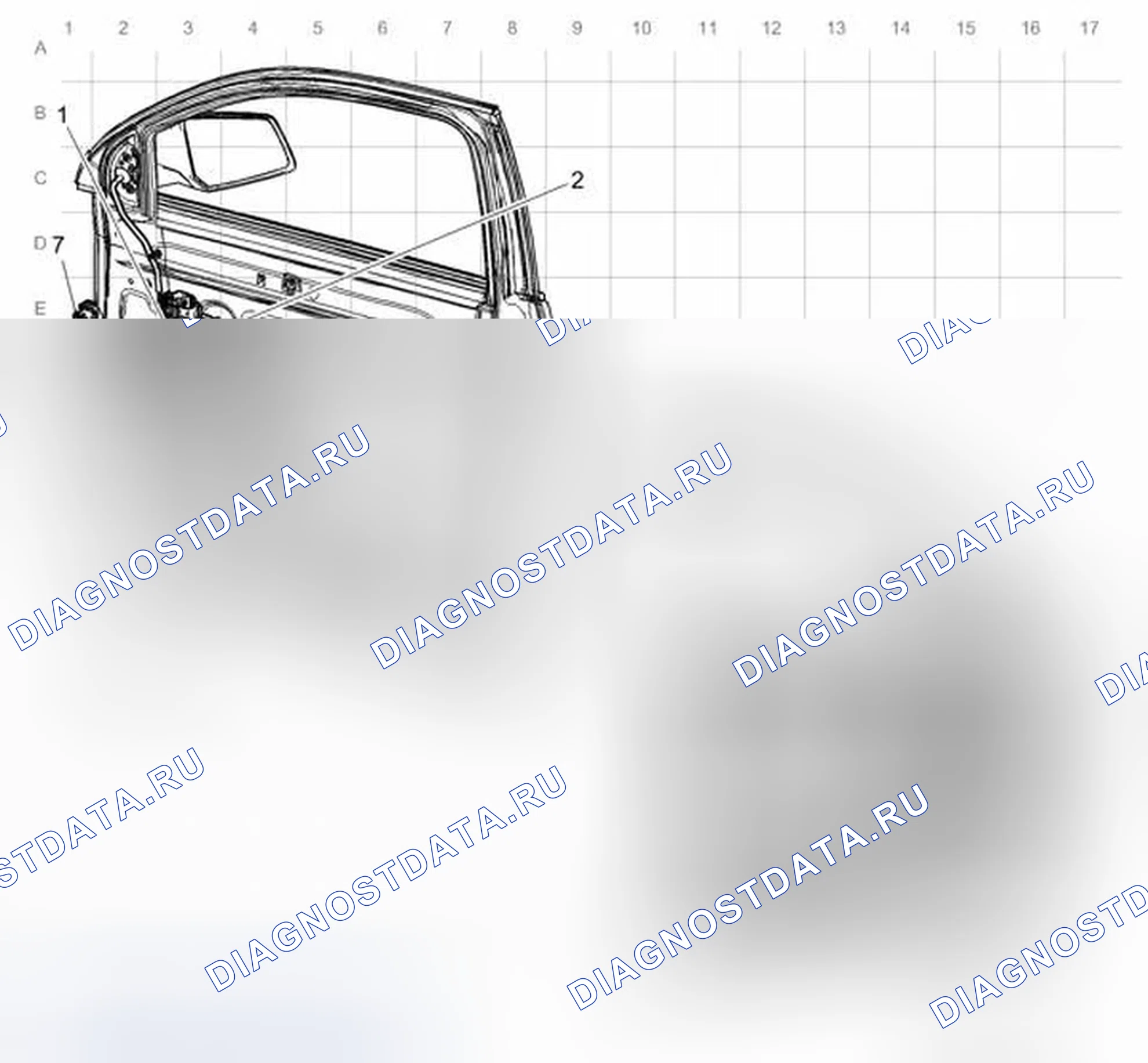 Рис. 47: Прокладка подвесной системы пассажирской двери. GMC Acadia I рестайлинг