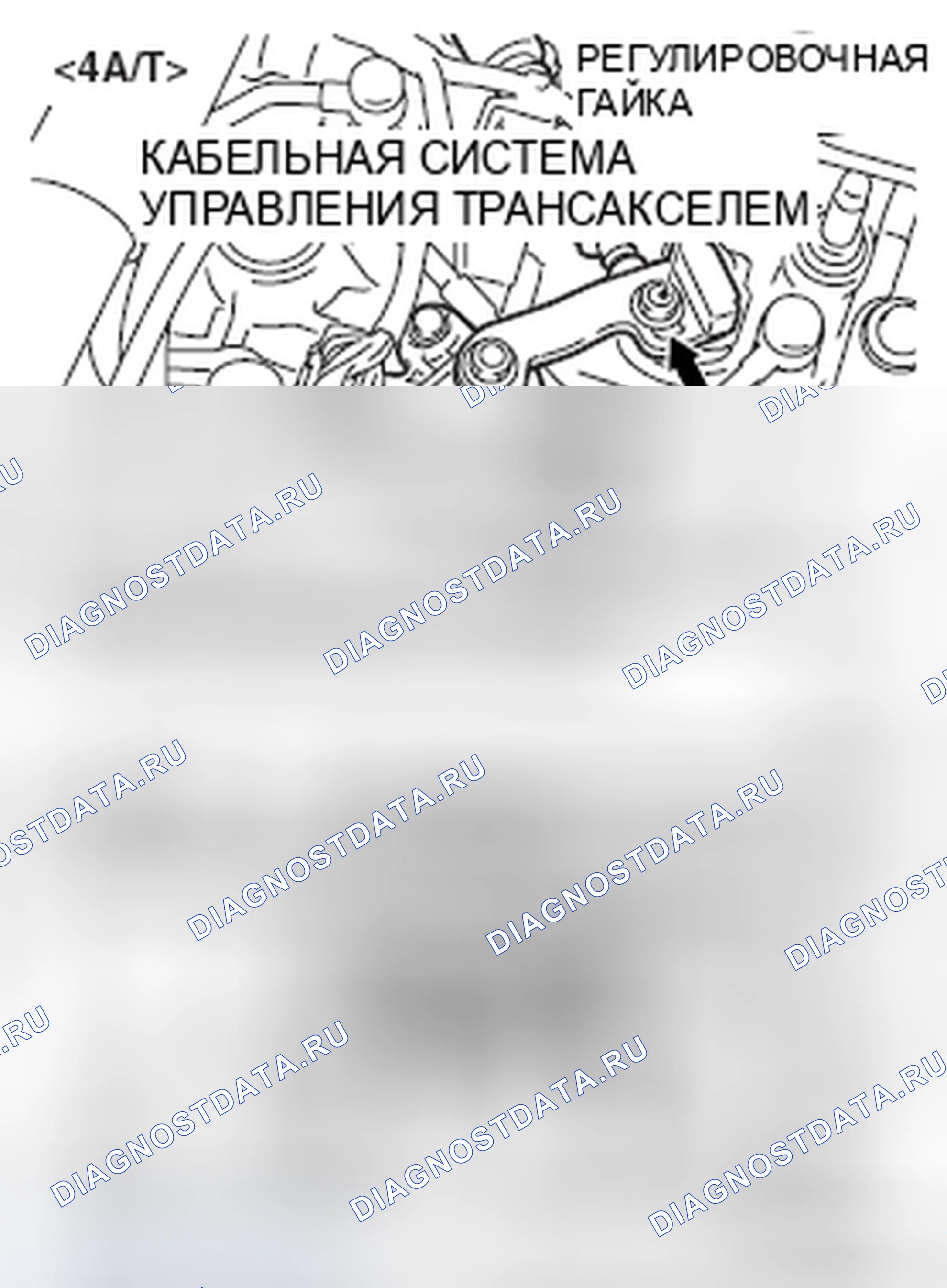 Рис. 455: ПЕРЕКЛЮЧАТЕЛЬ ДИАПАЗОНА ПЕРЕДАЧИ И РЕГУЛИРОВКА ТРОСА УПРАВЛЕНИЯ. Mitsubishi Galant IX рестайлинг