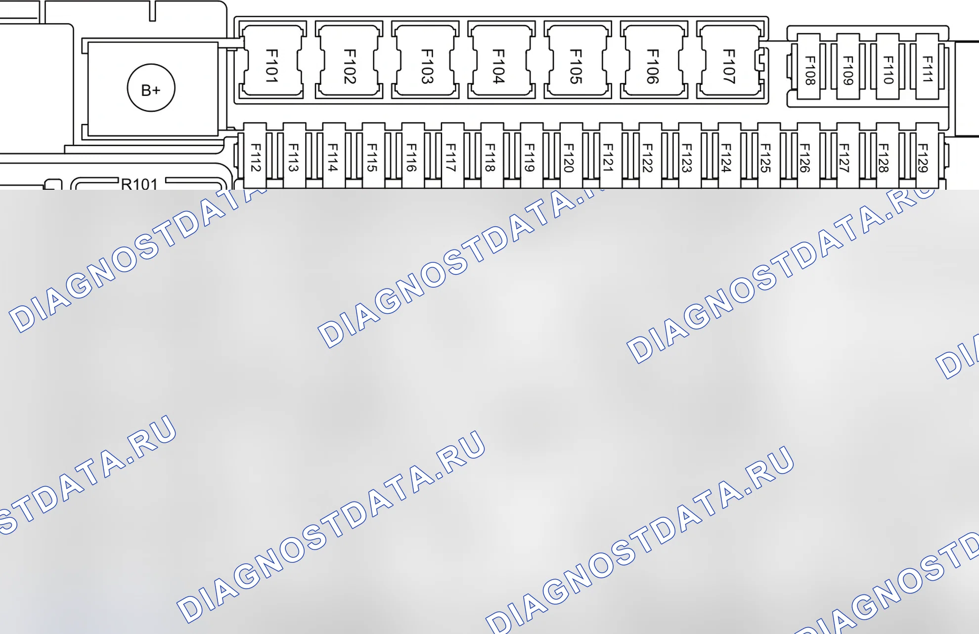 Информация о блоке предохранителей F101, F102, F103, F104, F105, F106, F107, F108, F109, F110, F111, F113, F114, F115, F116, F117, F118, F119, F120, F121, F122, F123, F124, F125, F126, F127, F128, F129, F130, F131, F132, F133, F134, F135, F136, F137, F138. Haval F5 I