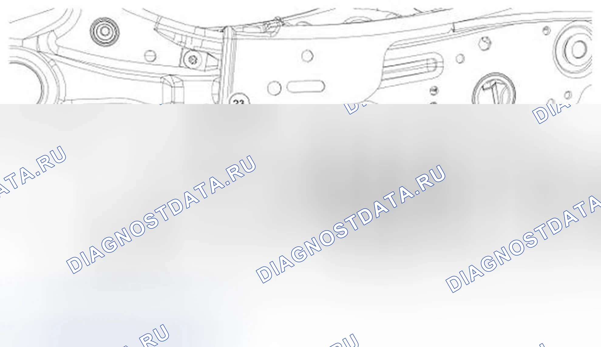 Рис. 219: Вид фиксатора и соединителя, внешняя сторона. Ford Flex I