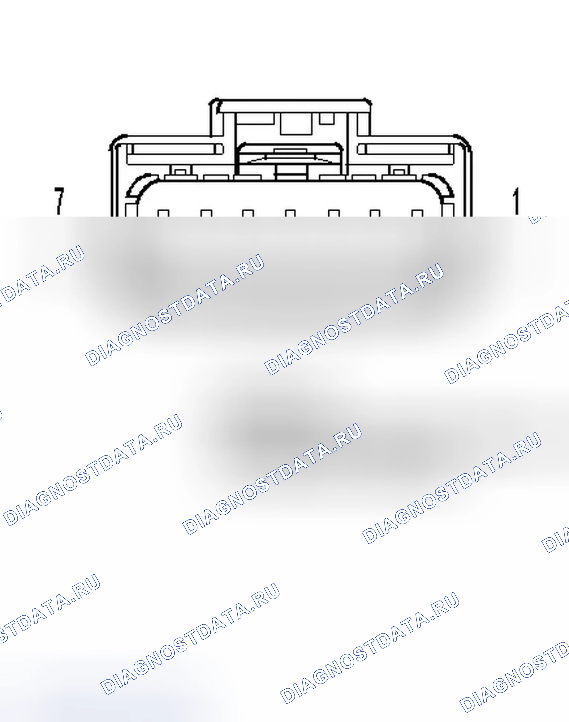 Рис. 35: Вид с торца разъема модуля антиблокировочных тормозов (RWAL). Dodge Dakota III