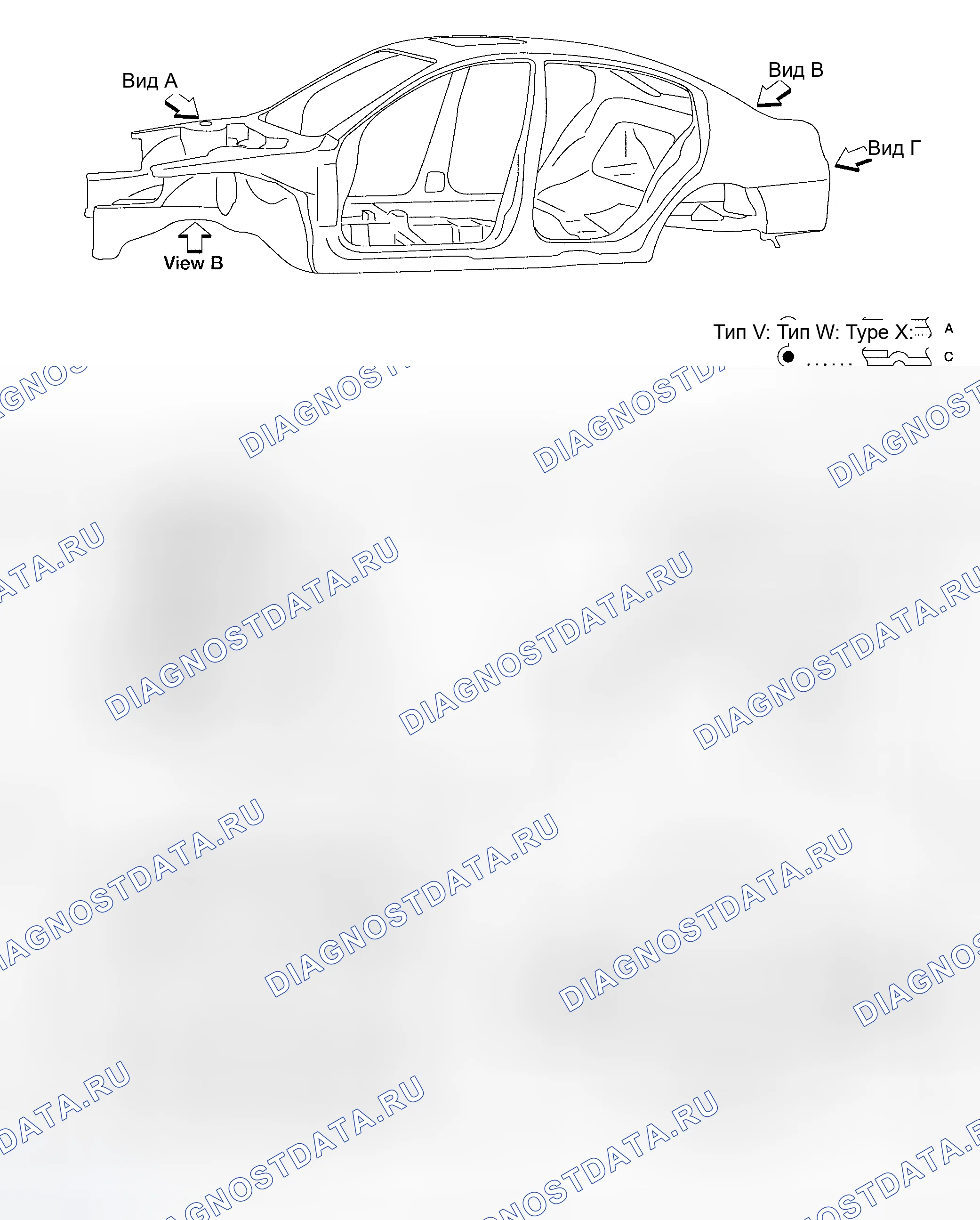 Рис. 274: МЕТКИ СООТВЕТСТВИЯ ЧАСТЕЙ ПАНЕЛИ. Nissan Altima L31 рестайлинг