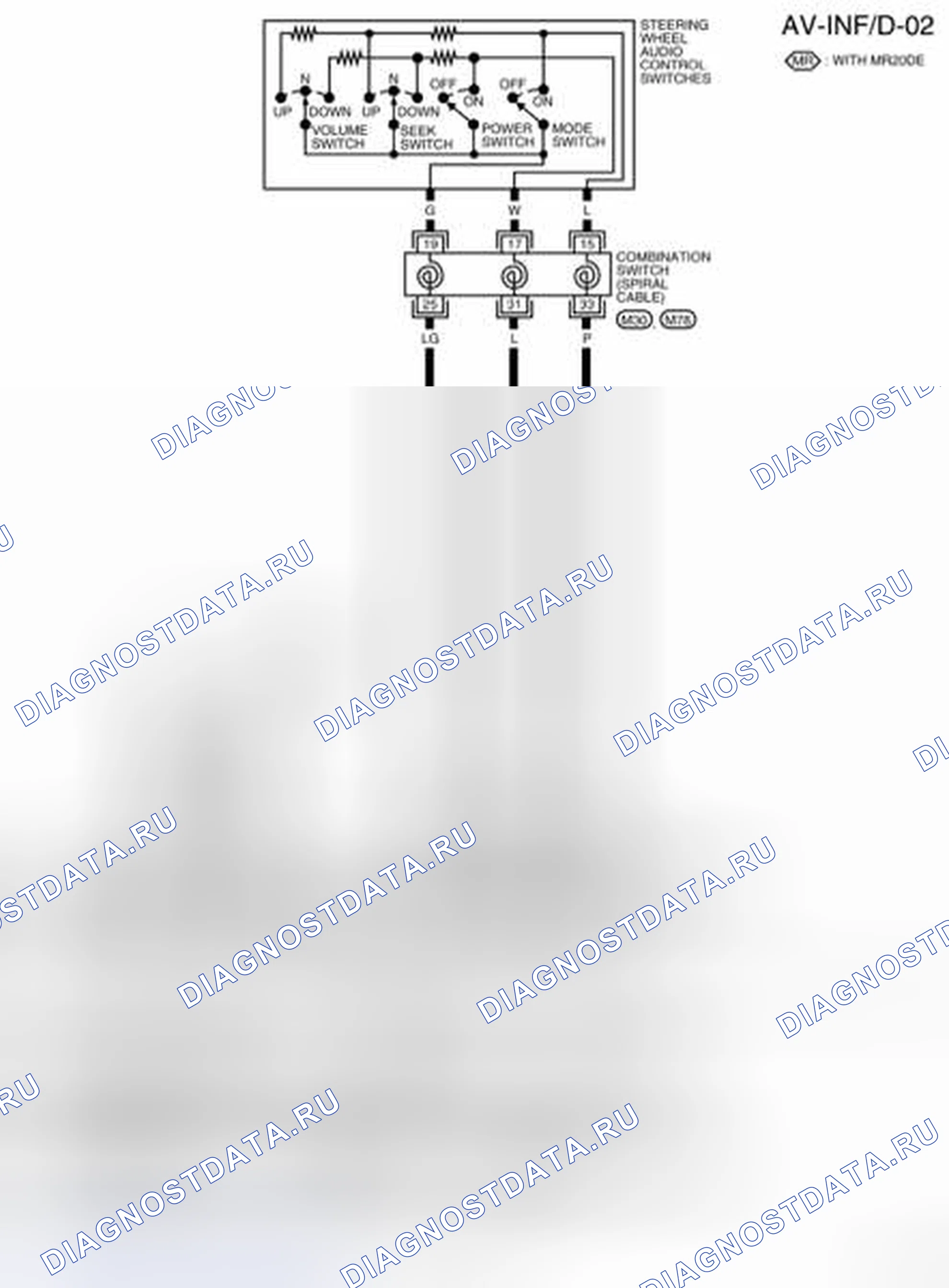 Рис. 108: электросхема (без Bluetooth) - Av-INF / D-02. Nissan Sentra B16