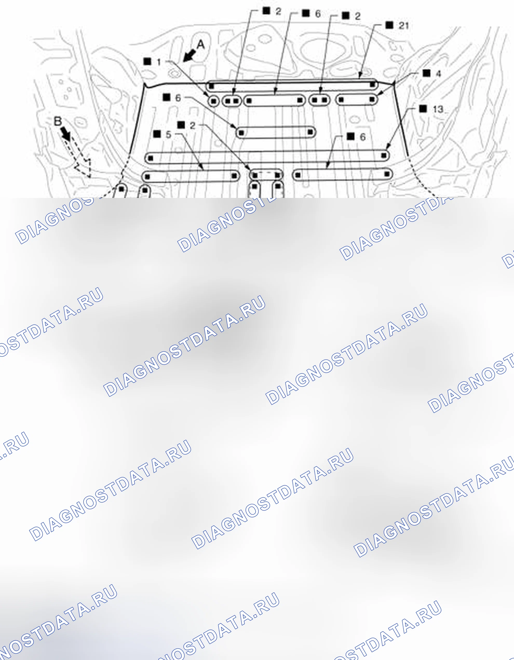 Рис. 128: Задний пол Задний. Nissan Cube III