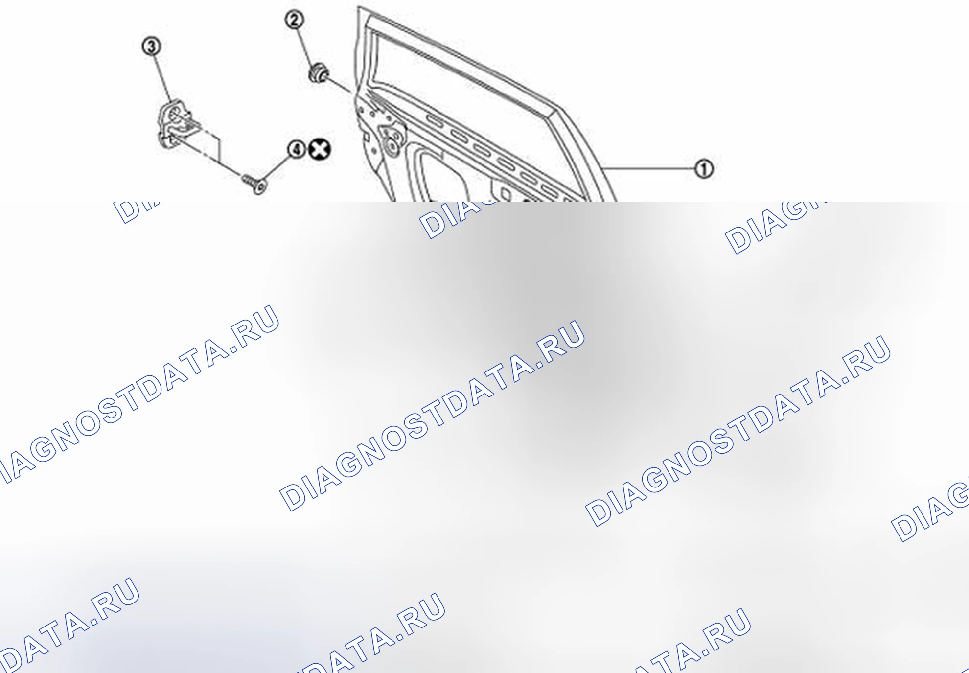 Рис. 21: ДВЕРНОЙ ФИКСАТОР: Вид в разобранном виде. Honda S-MX I