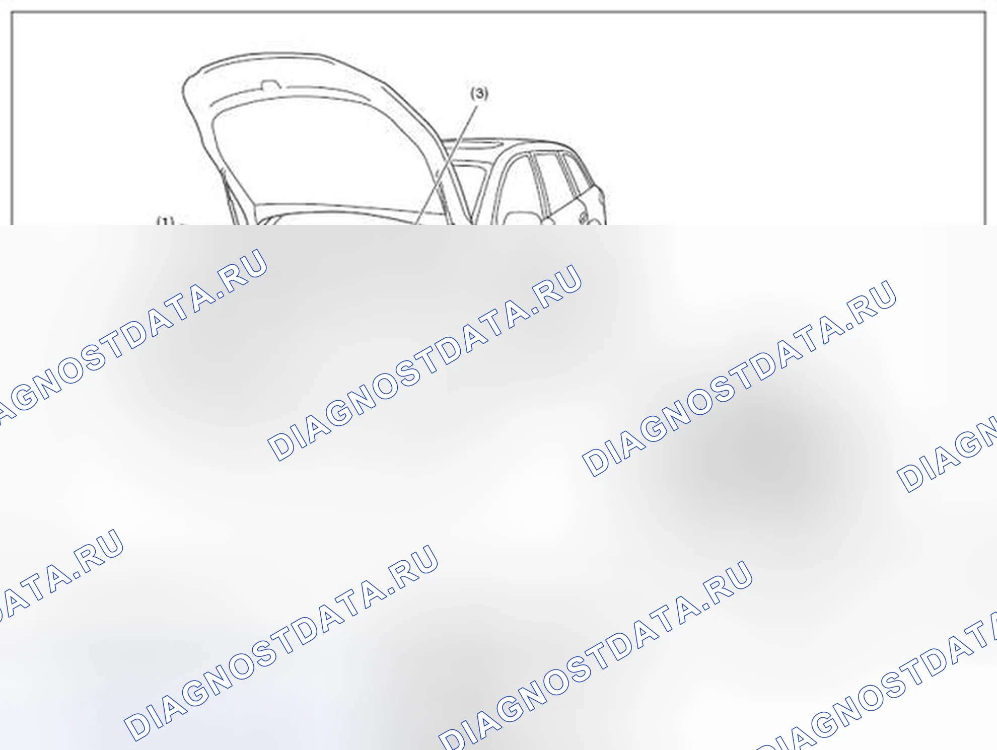 Рис. 1: РАСПОЛОЖЕНИЕ ИДЕНТИФИКАЦИОННОГО НОМЕРА И ЭТИКЕТКИ. Subaru Legacy BM/BR рестайлинг