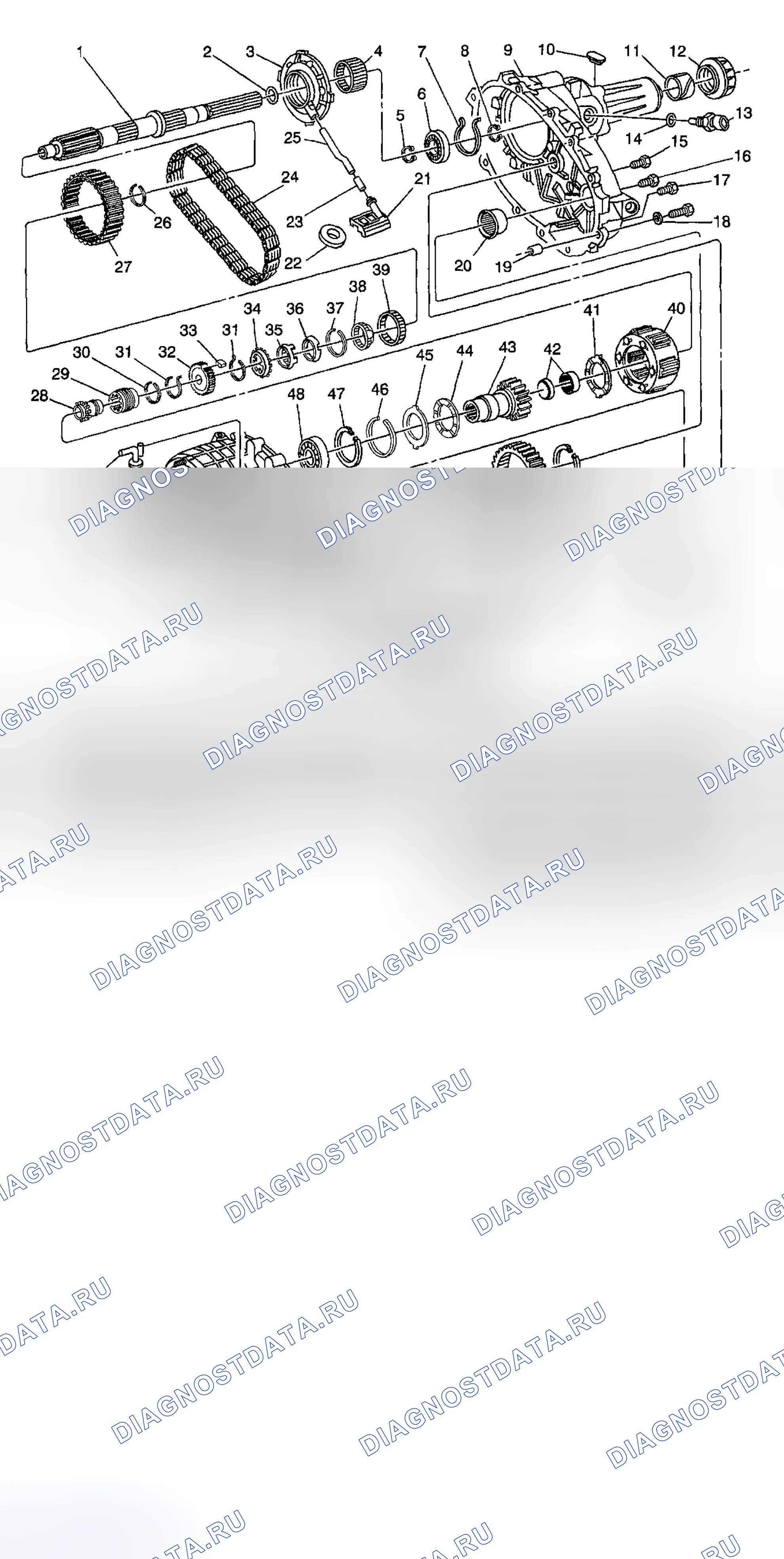Рис. 683: Раздаточная коробка в разобранном виде. Chevrolet Silverado 2500 