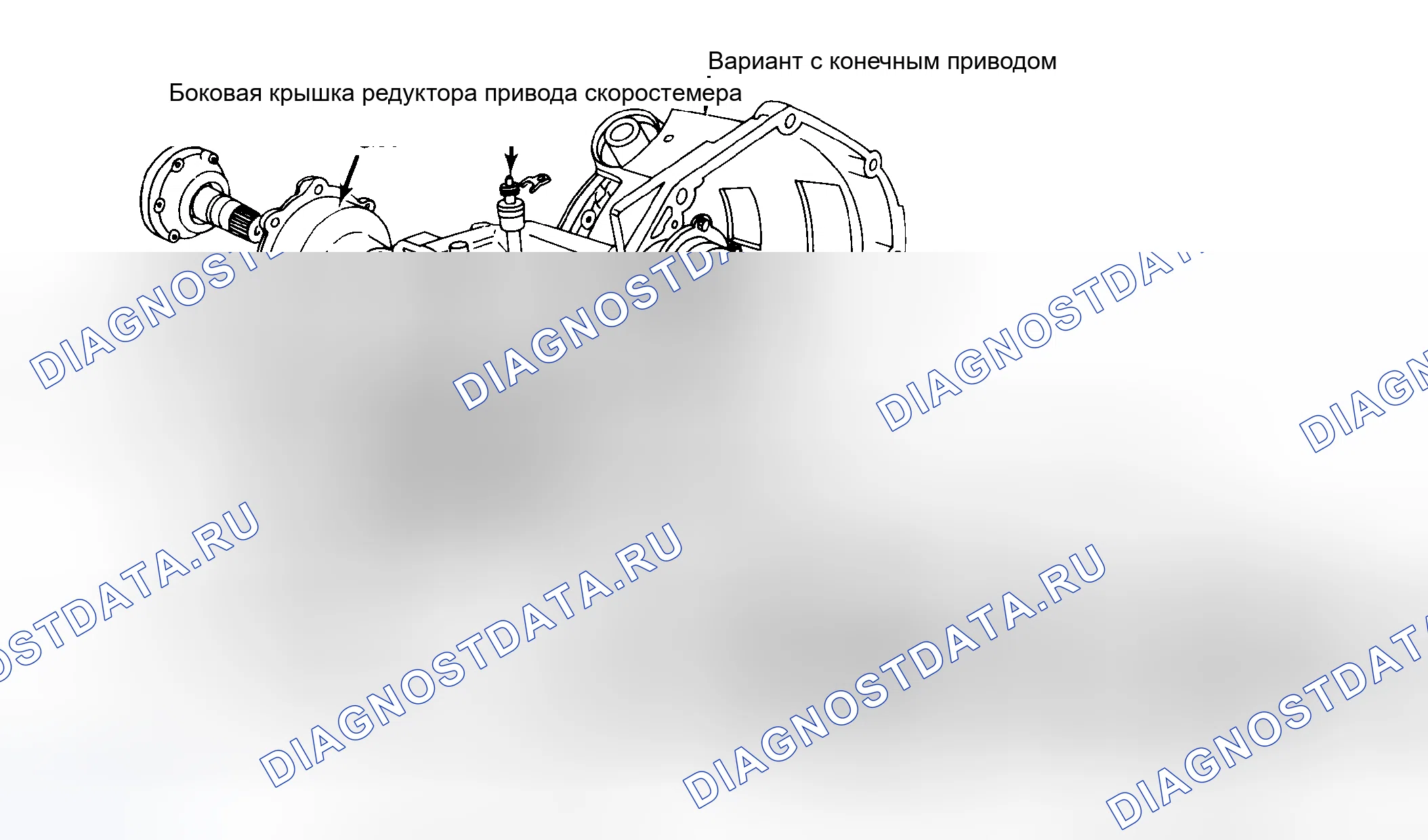 Рис. 32: Разнесенный вид дифференциала и связанных с ним деталей в корпусе конечного привода. Volkswagen Jetta I