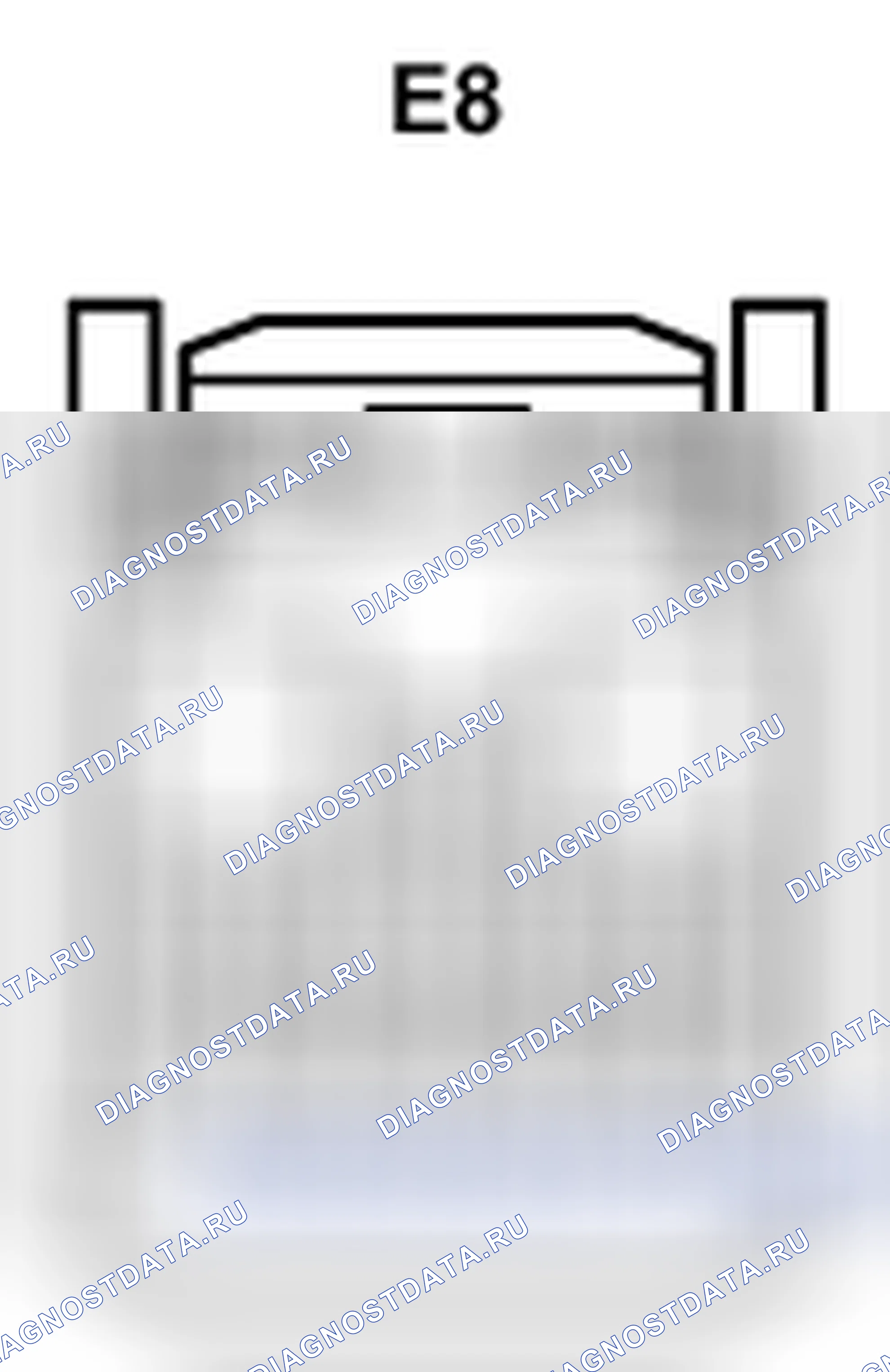Рис. 434: Вид с торца разъема ЭБУ основного корпуса (E8). Toyota Camry XV40