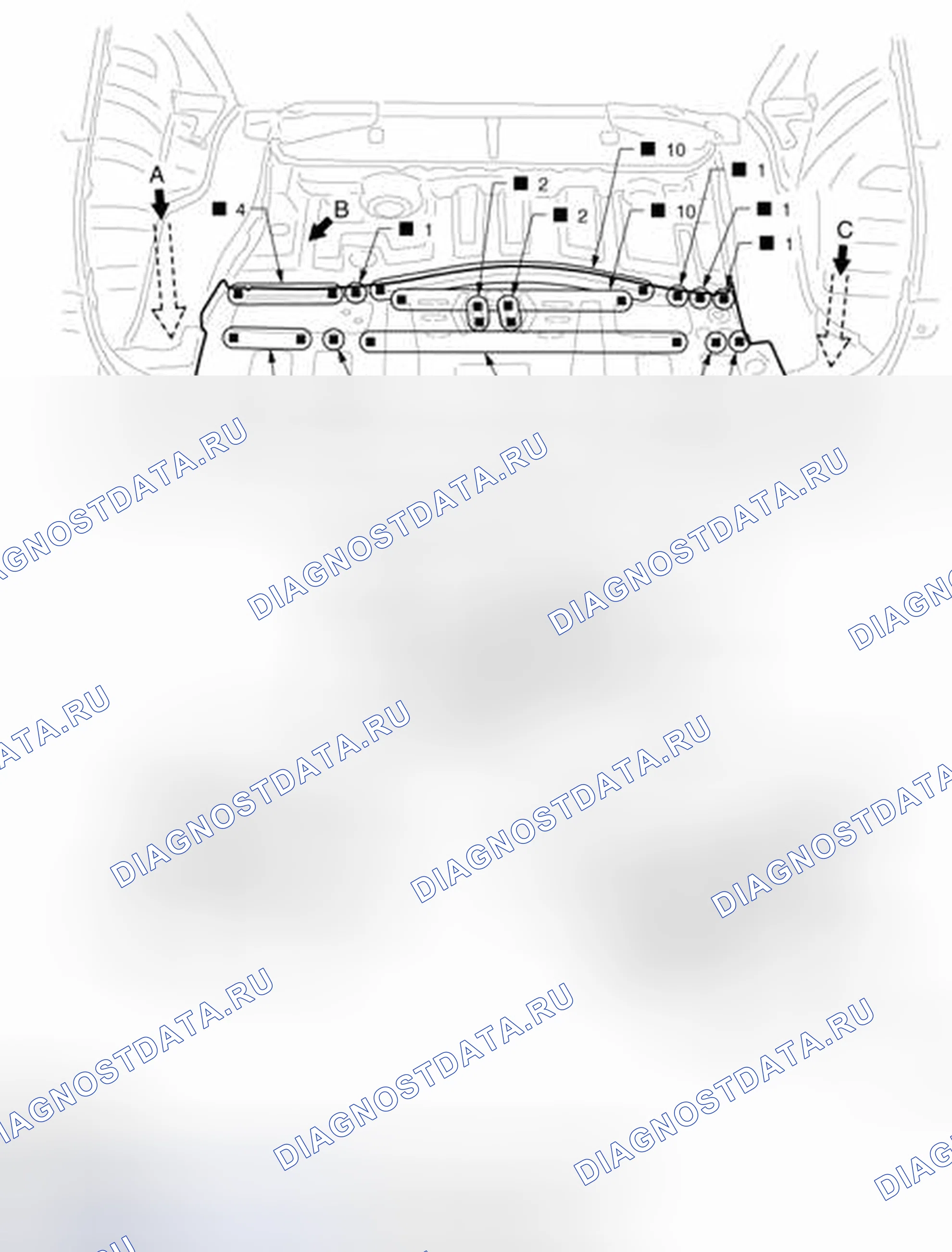 Рис. 262: Задний пол. Infiniti EX37 I
