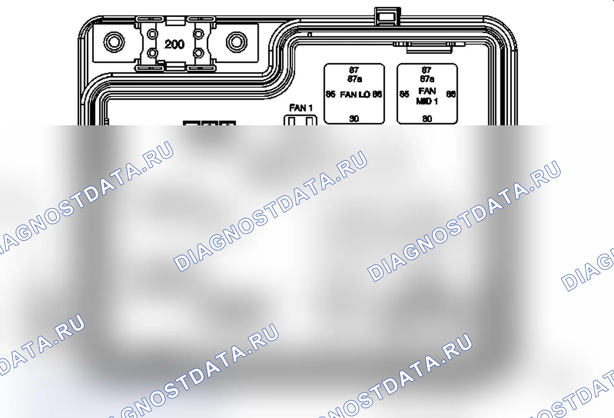 Рис. 58: Блок предохранителей - вспомогательный (HP2), вид сверху. Chevrolet Cab & Chassis Silverado 3500 HD 