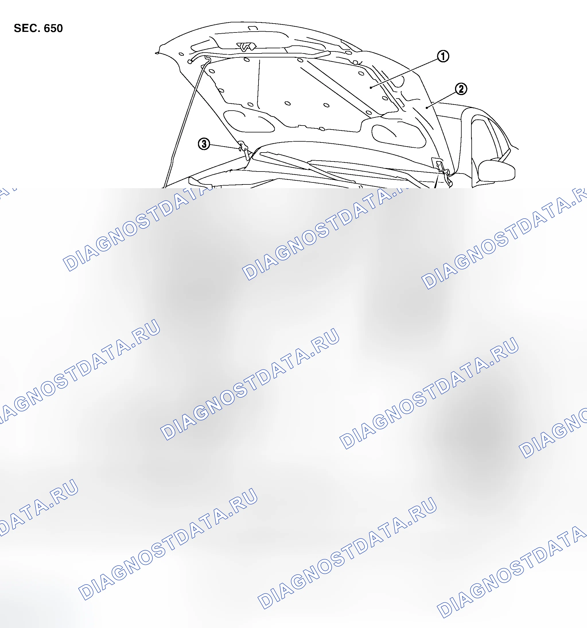 Рис. 225: Снятие и установка капота в сборе. Infiniti G35 III