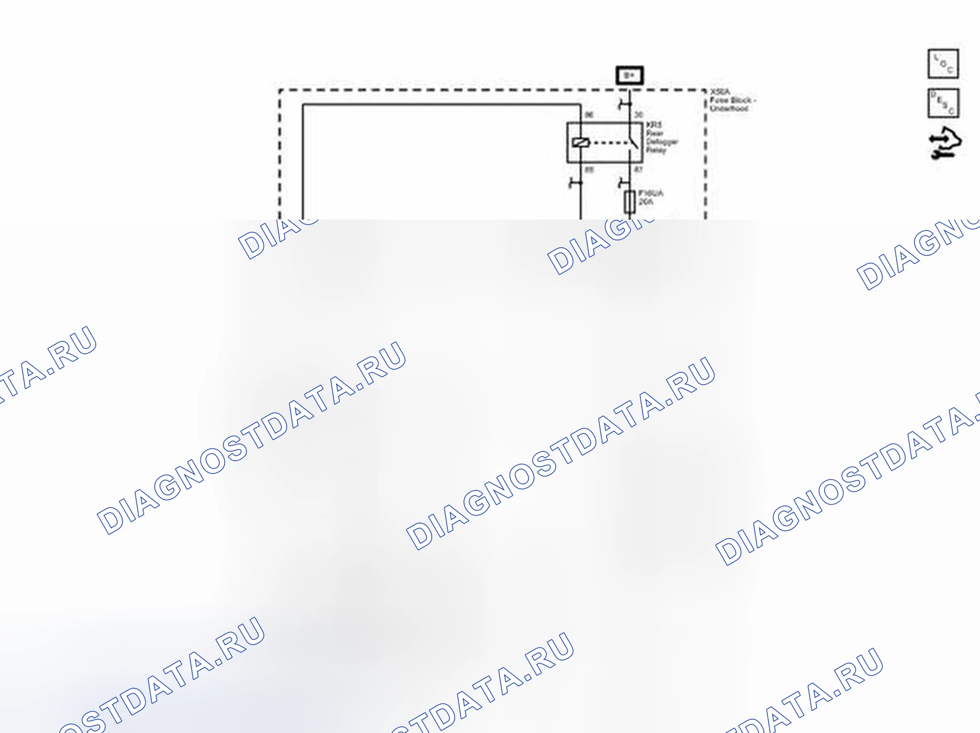 Рис. 3: Схема подключения устройства для очистки заднего окна. Chevrolet Spark M300