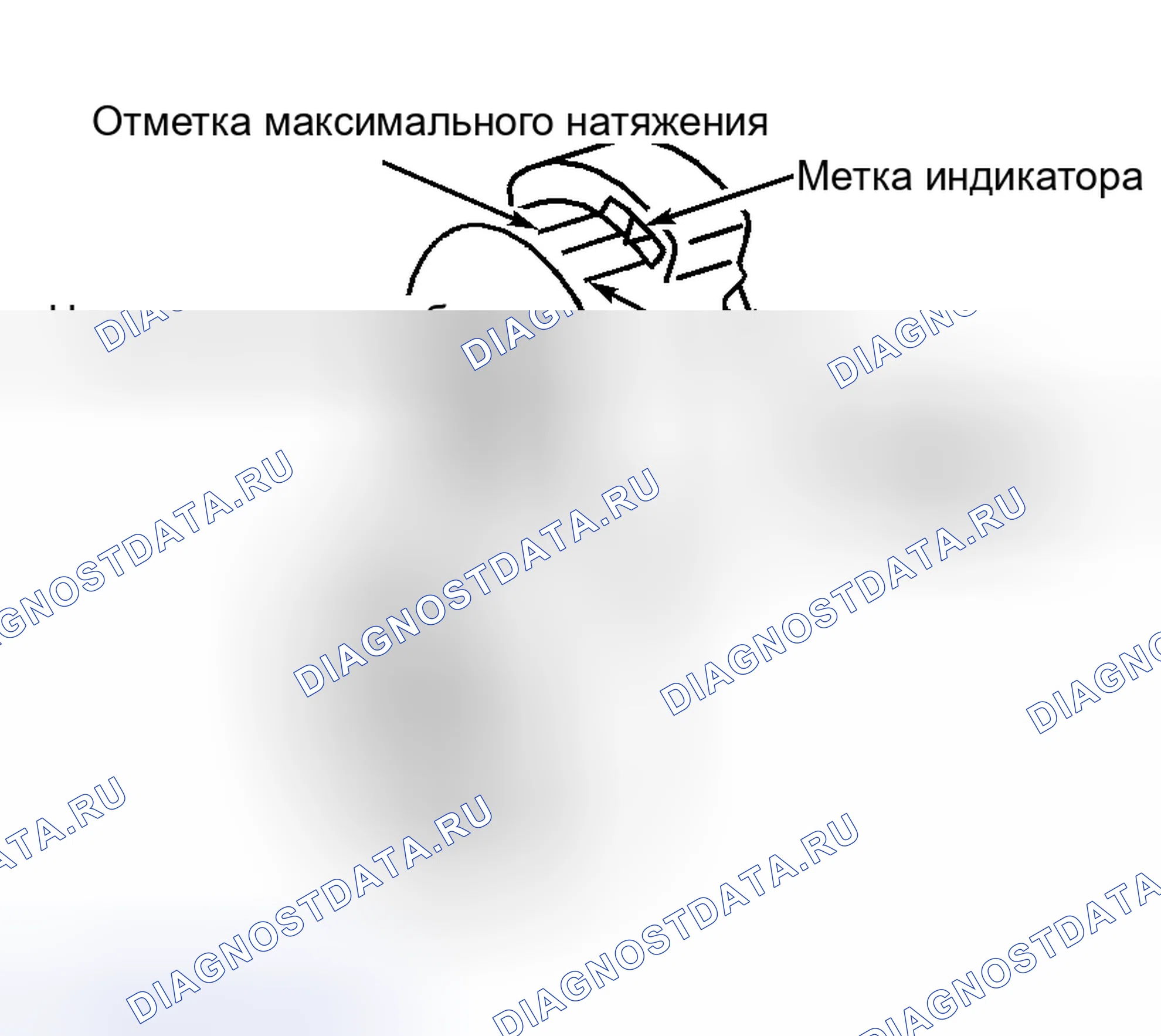 Рис. 3: РАСПОЛОЖЕНИЕ ИНДИКАТОРА ИЗНОСА НАТЯЖНОГО УСТРОЙСТВА ПРИВОДНОГО РЕМНЯ (3.0L V6 VIN " U "). Hyundai ix20 I