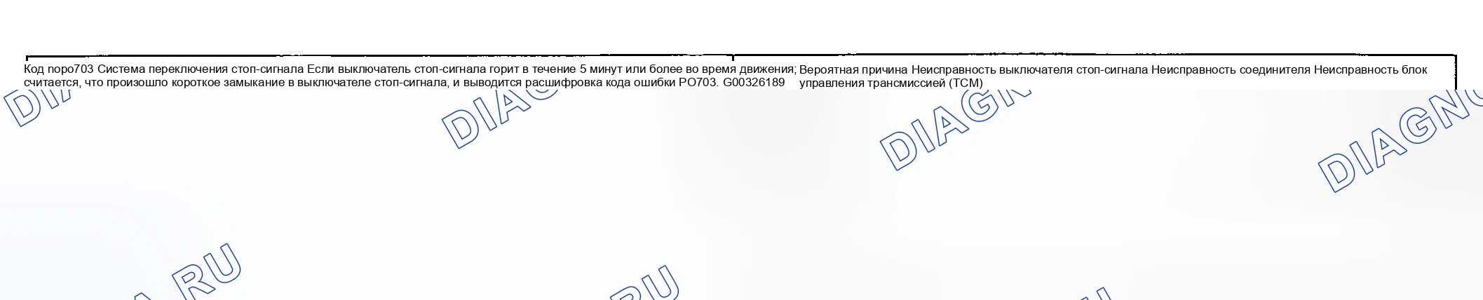 Рис. 95: расшифровка кода ошибки P0703: СИСТЕМА ВЫКЛЮЧАТЕЛЕЙ СТОП-СИГНАЛОВ. Geely Okavango I